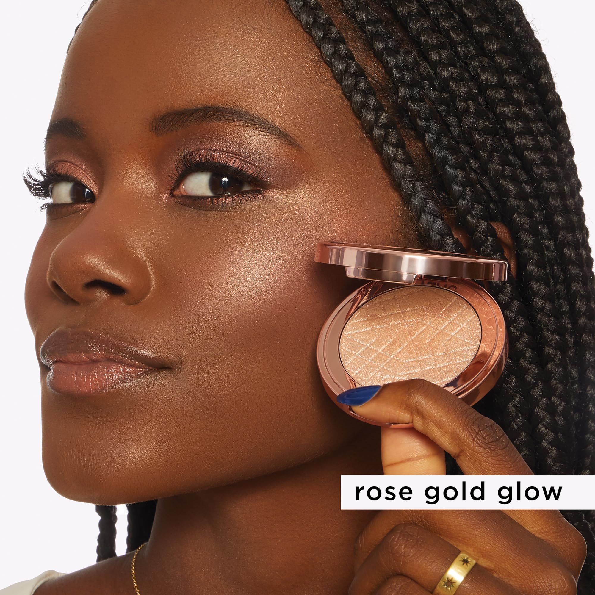tarte Amazonian clay shimmering light – Pressed Highlighter with Buildable Radiant Glow for a Natural Lightweight Luminous Finish, Vegan & Cruelty-Free, full size, rose gold glow