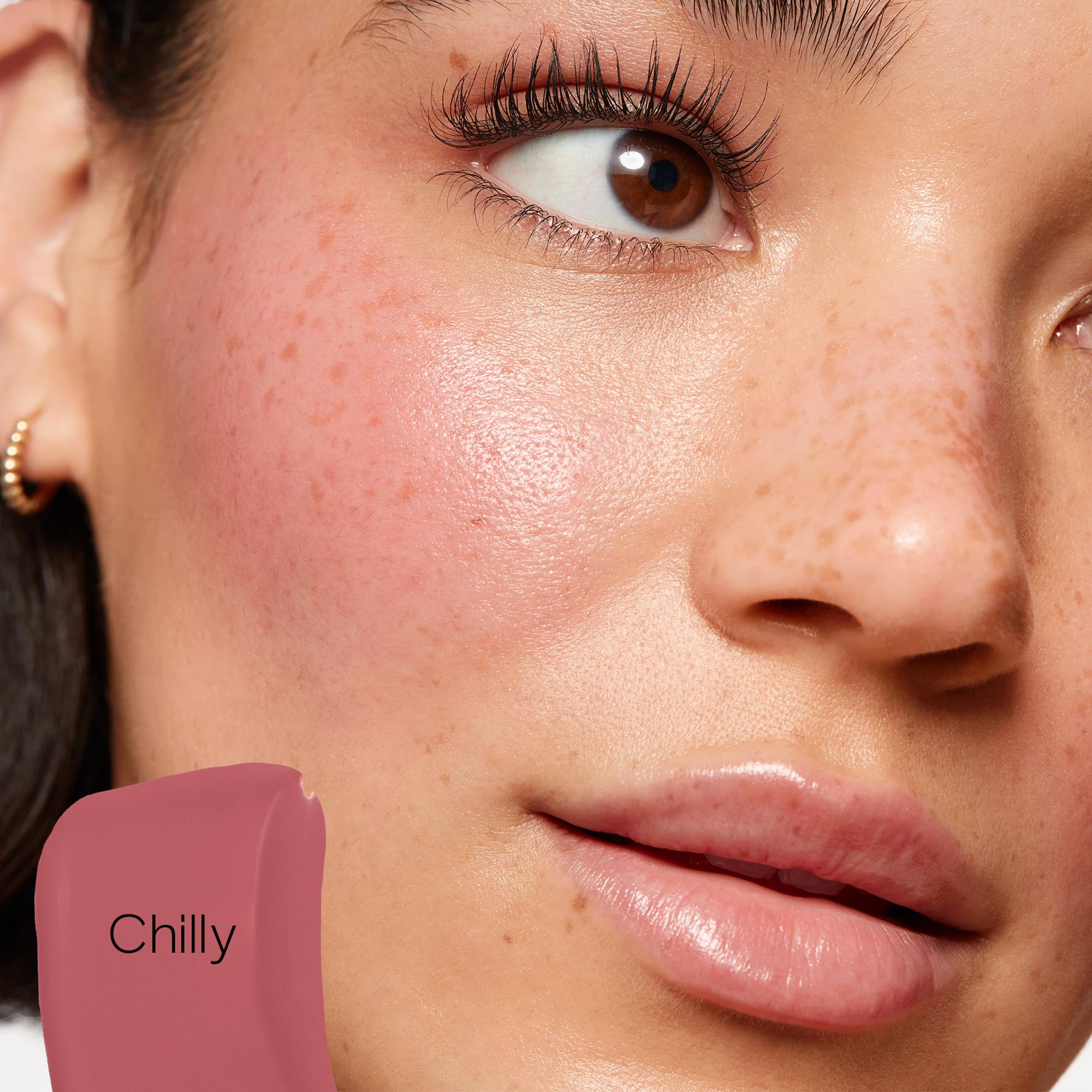 Saie Dew Liquid Blush for Cheeks - Hydrating Cream Blush Stick with a Blendable + Buildable Formula - Skincare Infused Dewy Cheek Tint for a Natural Flush - Glowy Makeup Essential - Chilly (.40 oz)