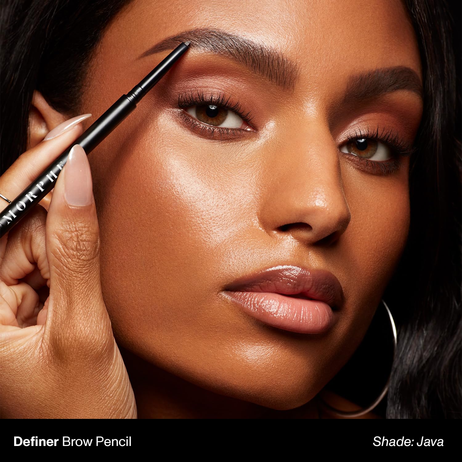 Morphe Definer Dual-Ended Brow Pencil & Spoolie - Eyebrow Pencil with Precision Slanted Tip for Shaping, Defining & Filling - Smooth, No-Tug Formula - Java (0.003 oz)