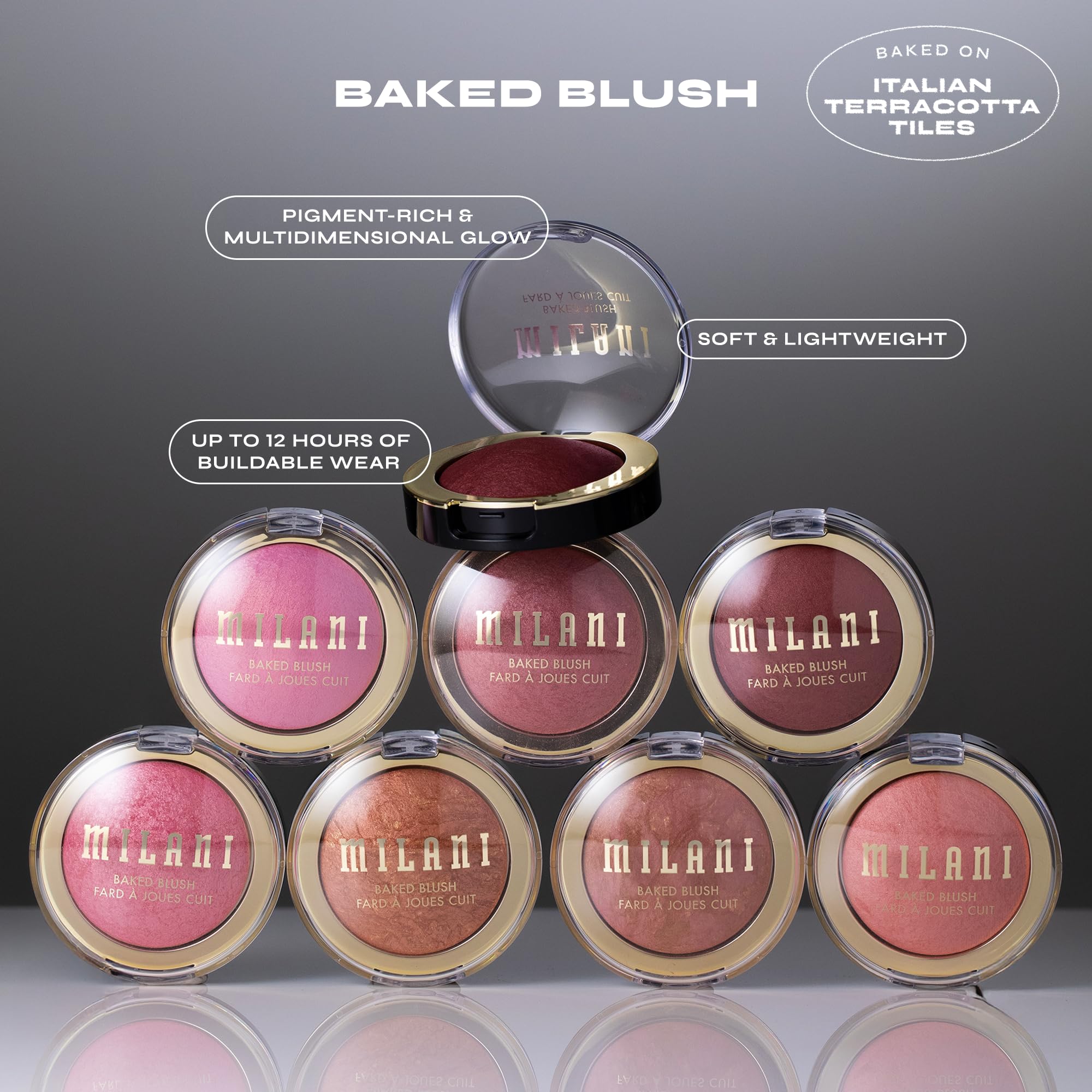 Milani Baked Blush, Updated Powder Blush for Cheeks, Cruelty Free Makeup - Shape, Contour & Highlight Face for a Shimmery or Matte Finish - Dolce Pink