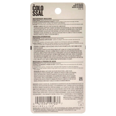 Maybelline Volum' Express Colossal Waterproof Mascara Makeup, Volumizing, Glam Black, 1 Count