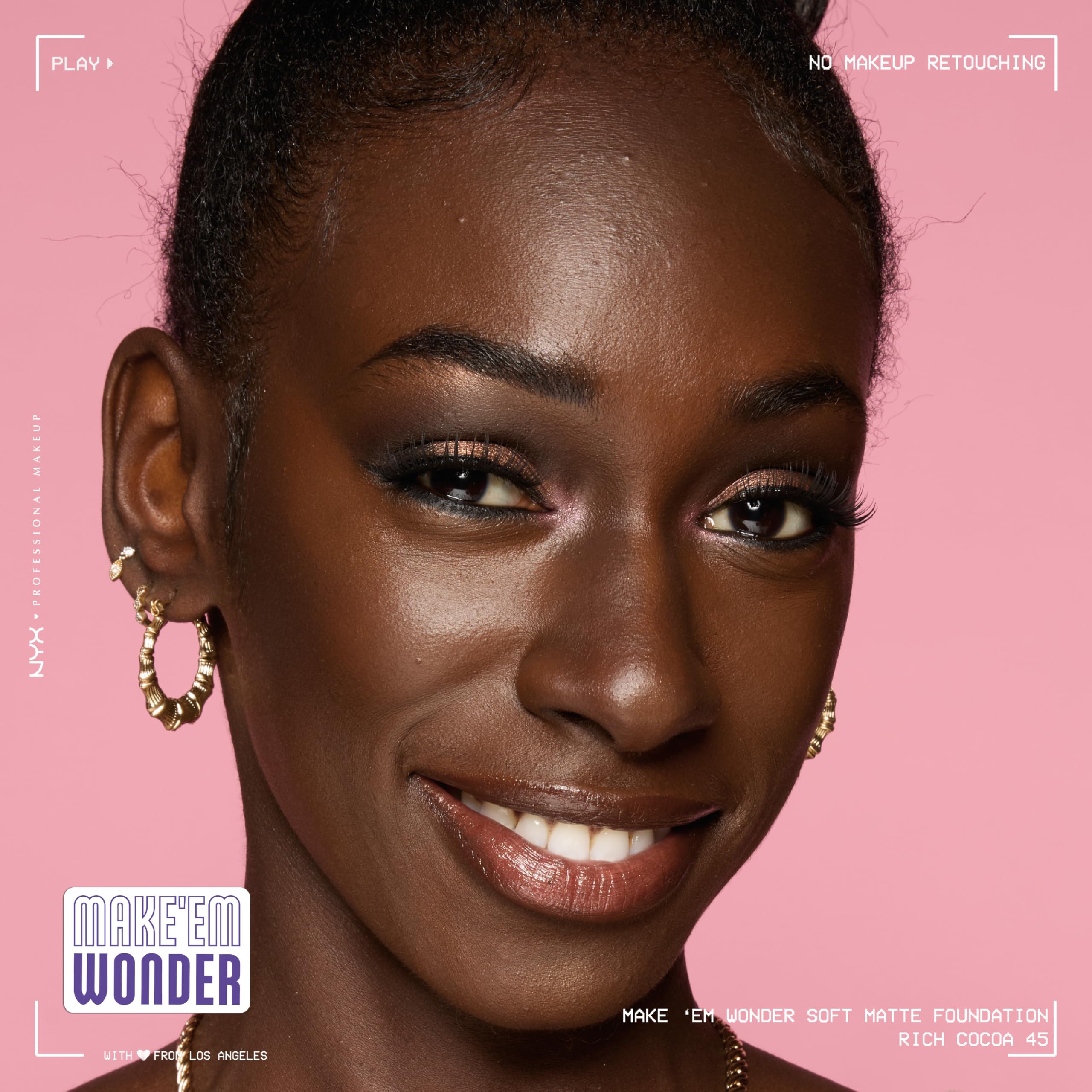 NYX PROFESSIONAL MAKEUP Make 'Em Wonder Liquid Foundation, 24HR Foundation Makeup With A Soft Matte Finish, Buildable Full Coverage - 45 Rich Cocoa