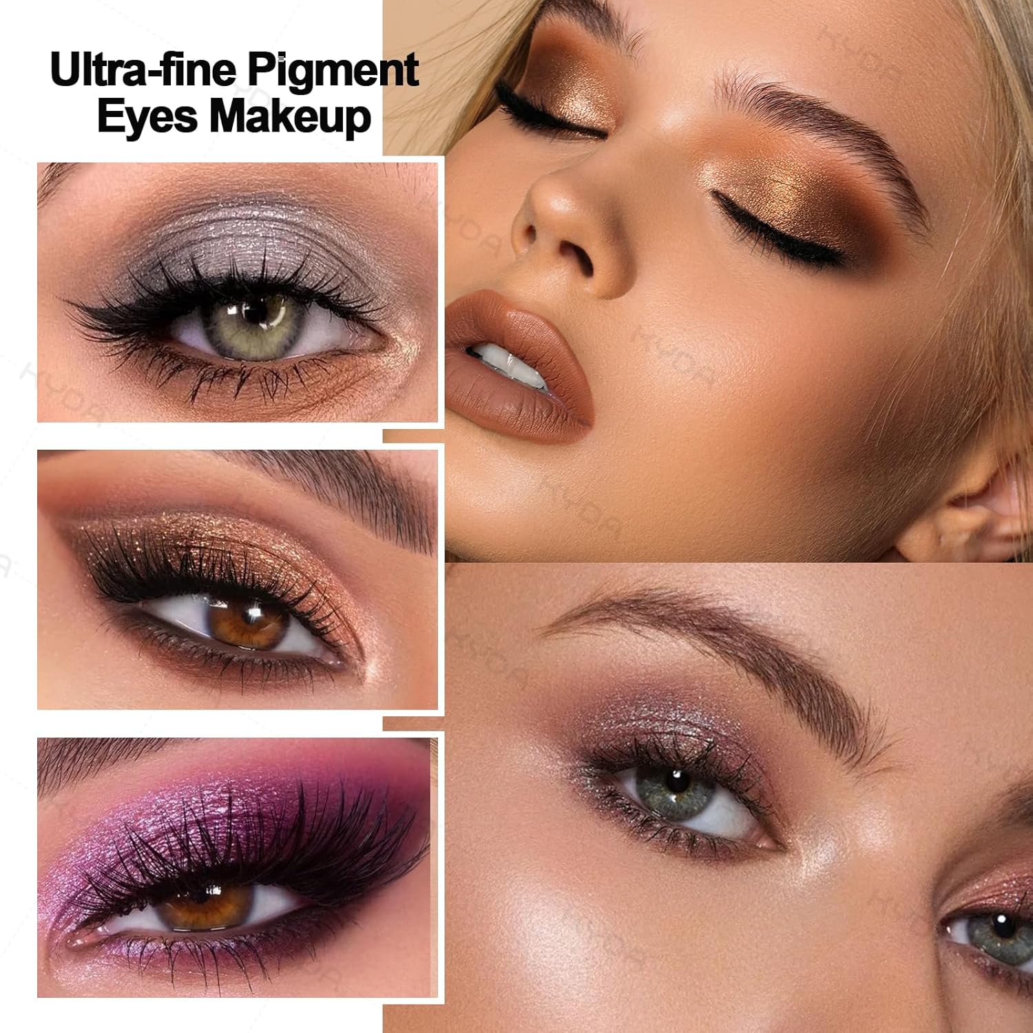 KYDA 4 Colors Eyeshadow Palette, Neutral Eyeshadow, High Pigmented Eyes and Cheeks Palette for Women, Pearl Metallic Glitter Mini Makeup, Lasting Blendable Smokey Eyes Shadow, Champagne