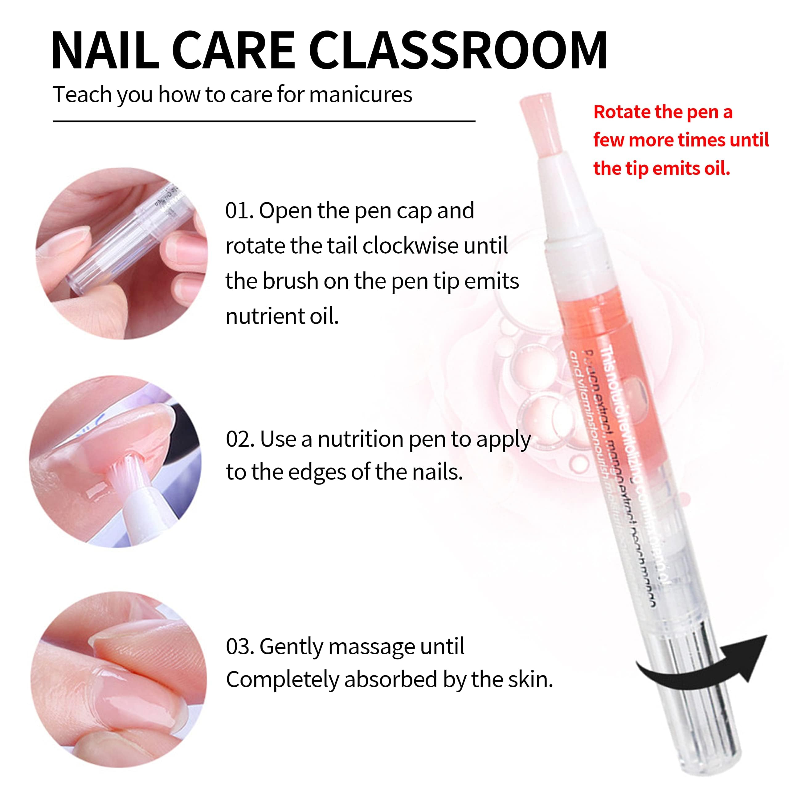 SULLMAR 6Pcs Nail Cuticle Oils Nail Nutrition Oil Pen Nail Nourishment Pens 6 Smell Cuticle Revitalizer for Agnail Nourish Skin Nail Care (6pcs)