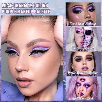 Purple Eyeshadow Palette, Pigmented Matte Shimmer Lavender Lilac Eye Shadow Pallet for Green Eyes, Bright Long Last Metallic Multichrome Violet Pink Makeup Pallet for Daily, Smoky,Halloween, Blendable