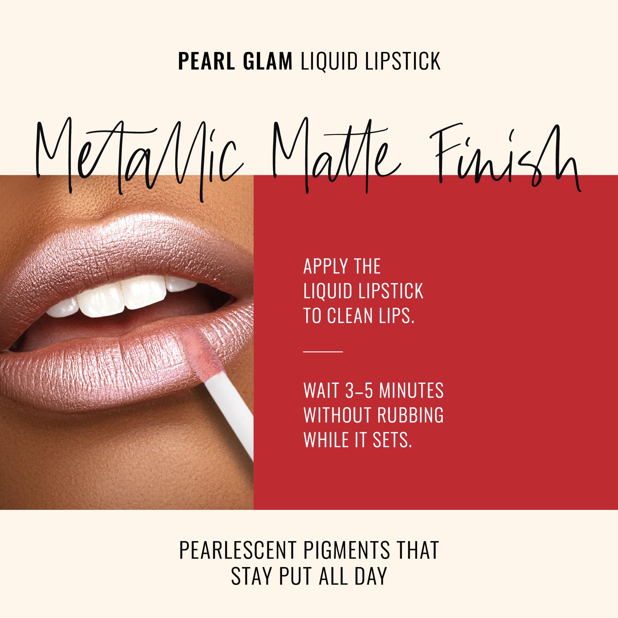 Runway Rogue Pearl Glam Long Wear Shimmer Liquid Lipstick, Metallic Nude/Pale-Pink Lipstick with Silver and Gold Shimmer, ‘Soft Box’