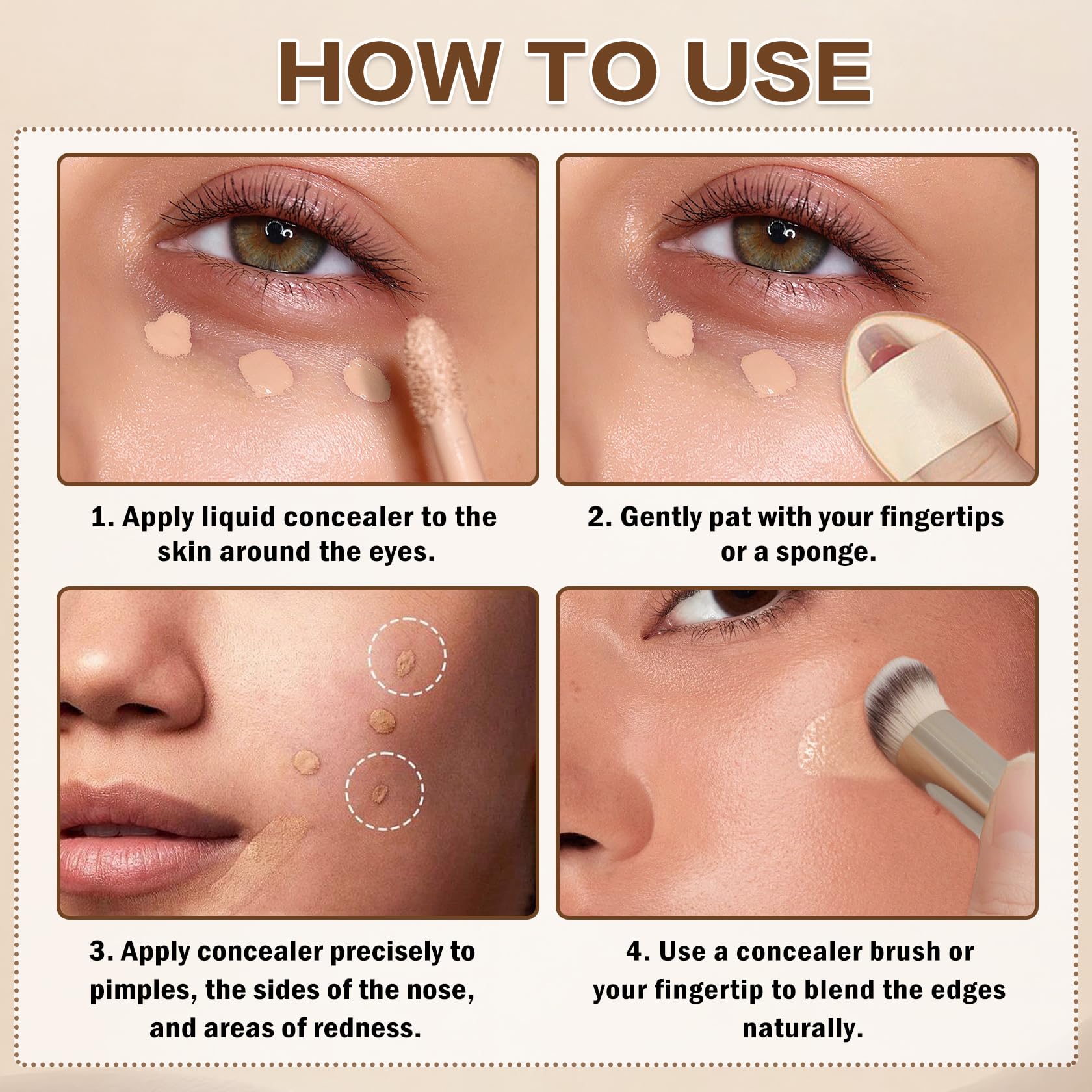 QIUFSSE Under Eye Concealer Stick,Full Coverage Concealer for Older Women,Teenagers,Middle-aged,Dual formula (liquid tip & balm stick),Long-lasting Wear,Tattoo Cover Up Makeup（01 Natural）