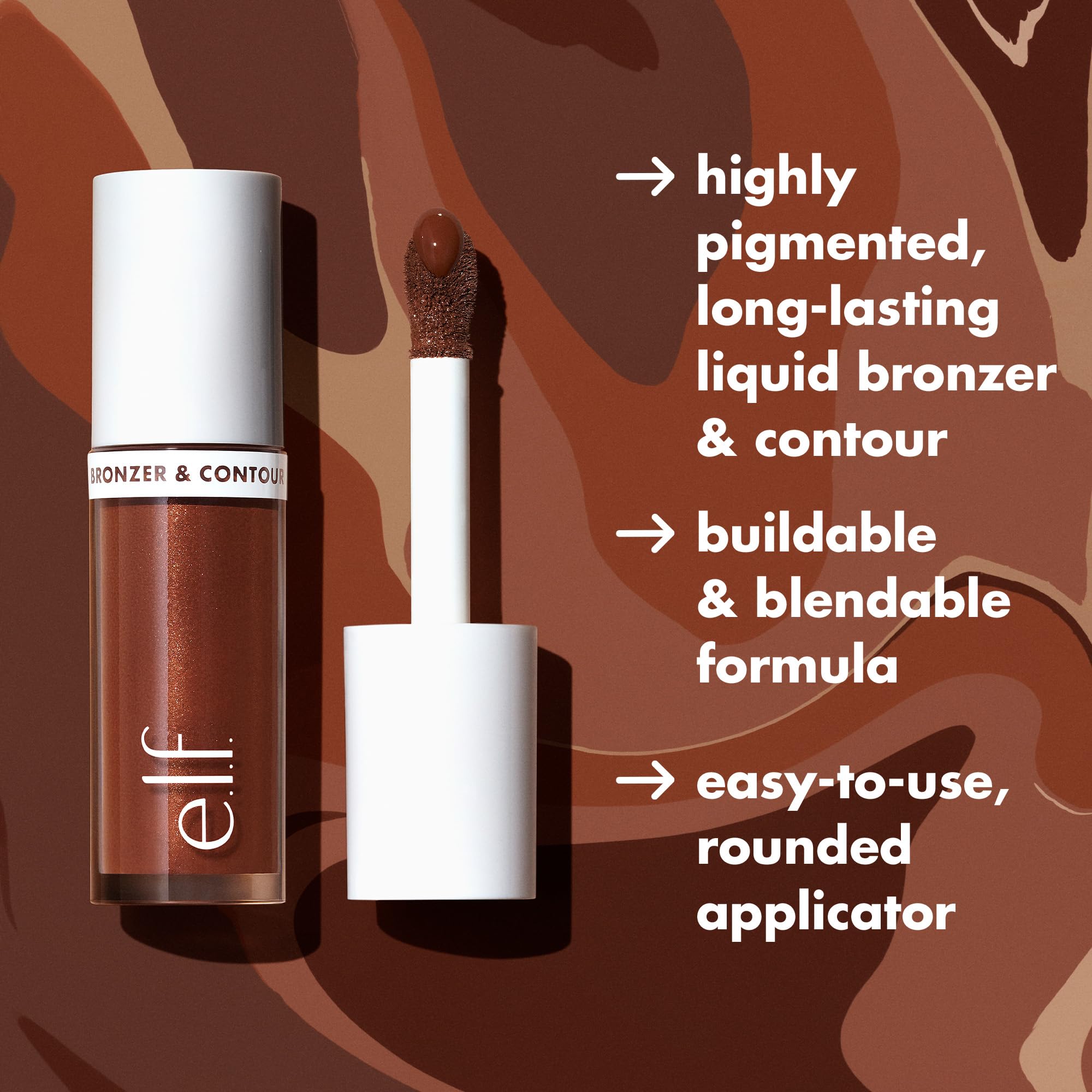 e.l.f. Camo Liquid Bronzer & Contour, Silky Pigmented Formula, Long-Lasting Glow for A Sun-Kissed, Sculpted Finish, Vegan & Cruelty-Free, 2 Fair/Light