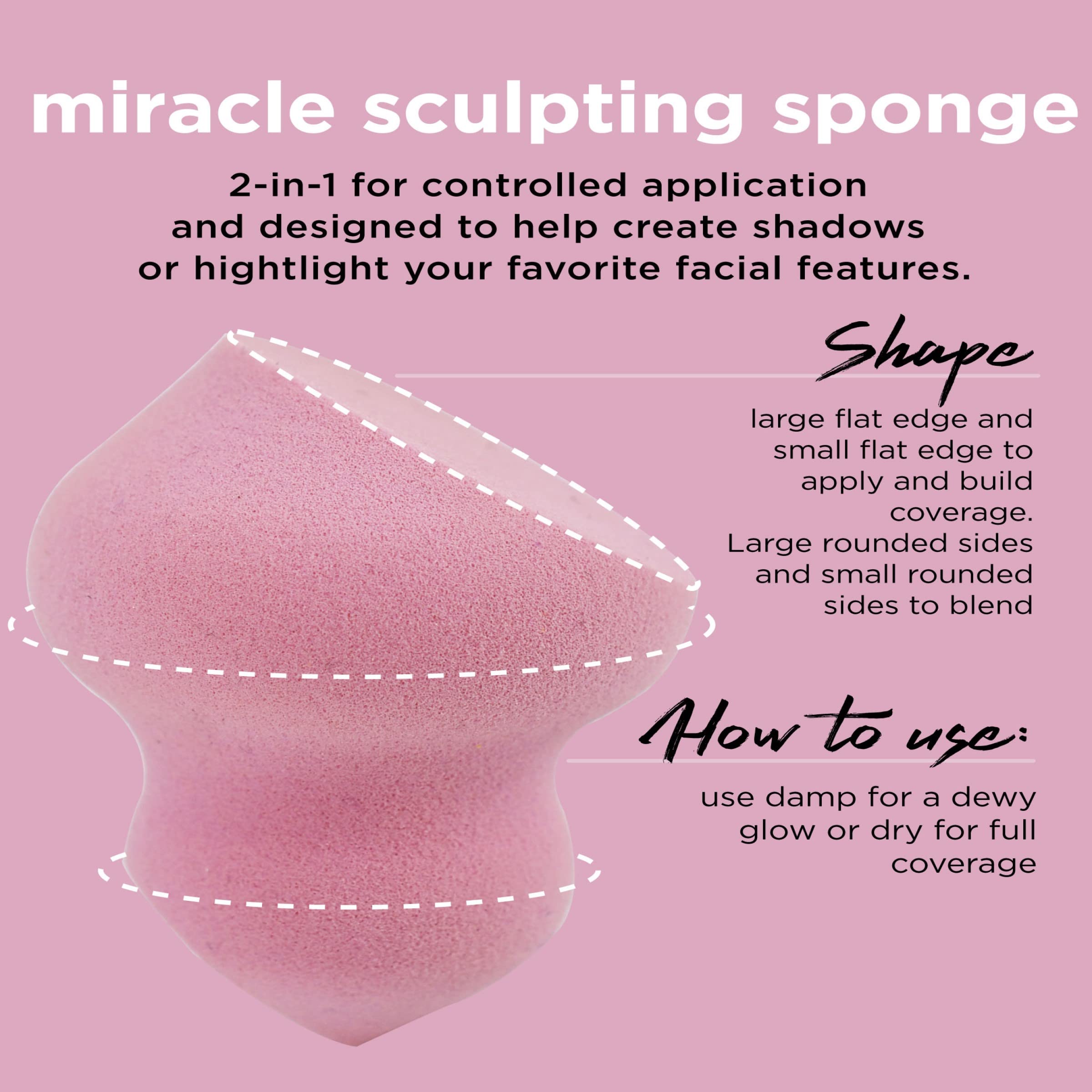Real Techniques Miracle Complexion Assorted Beauty Sponges Makeup Blender, For Blending & Sculpting, Full Coverage, Professional Makeup Tool, Cruelty Free, Vegan, Latex Free, 6 Piece Sponge Set