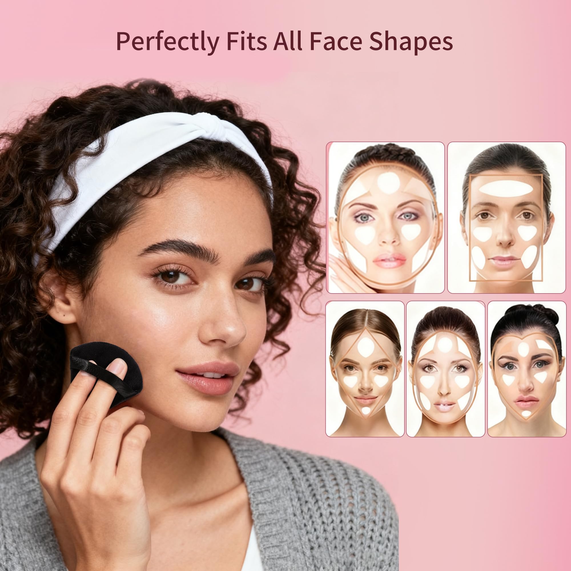 Scaups 24Pcs Black and Pink Powder Puff, Triangle Powder Puffs, Powder Puffs for Makeup and Cosmetic Foundation