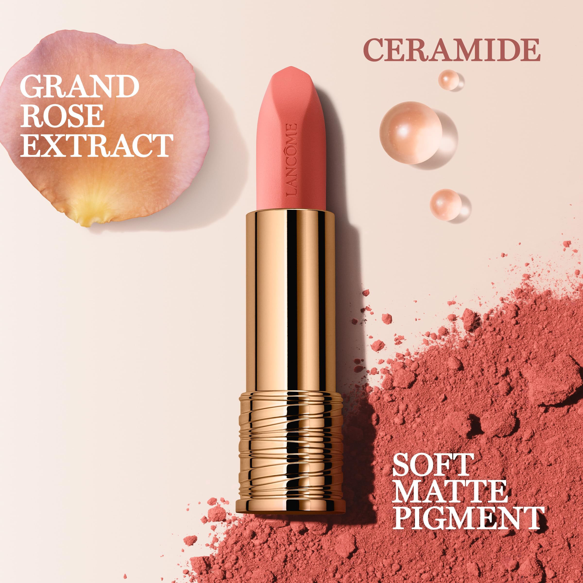 Lancôme L'Absolu Rouge Intimatte Hydrating Matte Lipstick - Buildable & Lightweight Formula with a Soft Matte Finish - Up To 24HR Comfort - 320 Hush Hush
