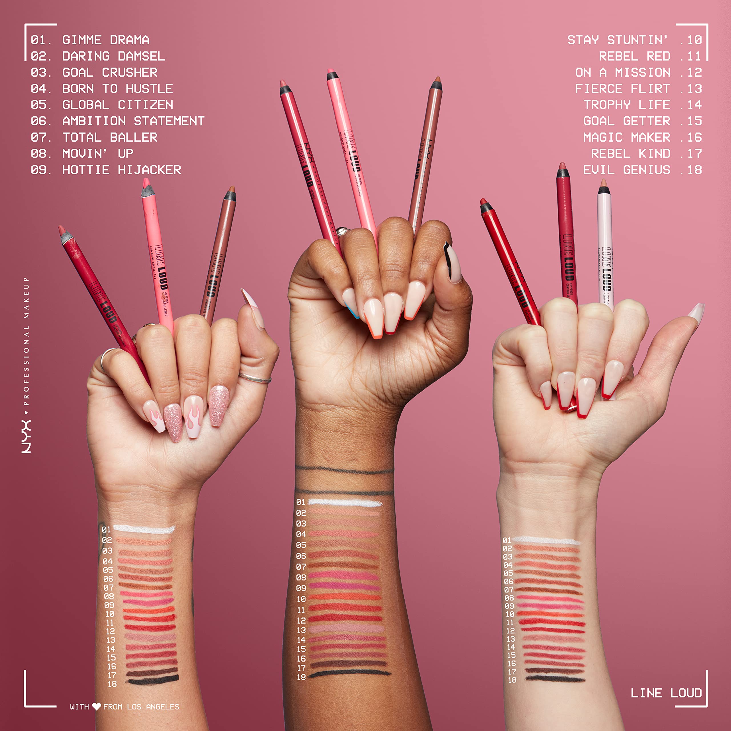 NYX PROFESSIONAL MAKEUP Line Loud Lip Liner, Longwear and Pigmented Lip Pencil with Jojoba Oil & Vitamin E - Goal Crusher (Midtone Beige)