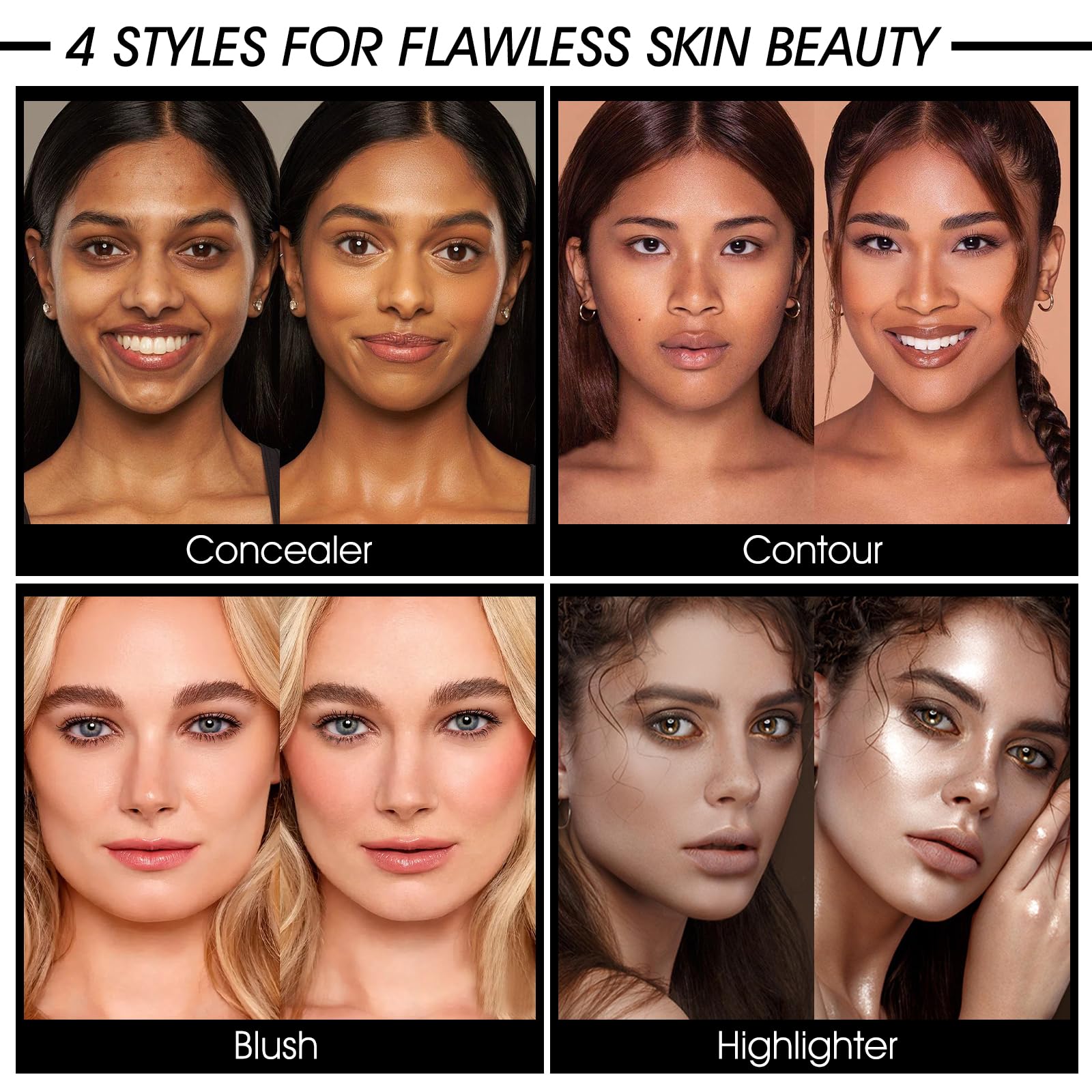 LSxia 16 Colors Cream [Contour Concealer Foundation] Makeup Palette for Cheeks - All in One Makeup Palette Kit with Brush, Natural Matte Long Wearing, Waterproof Blendable Face Make Up Pallete (#06)