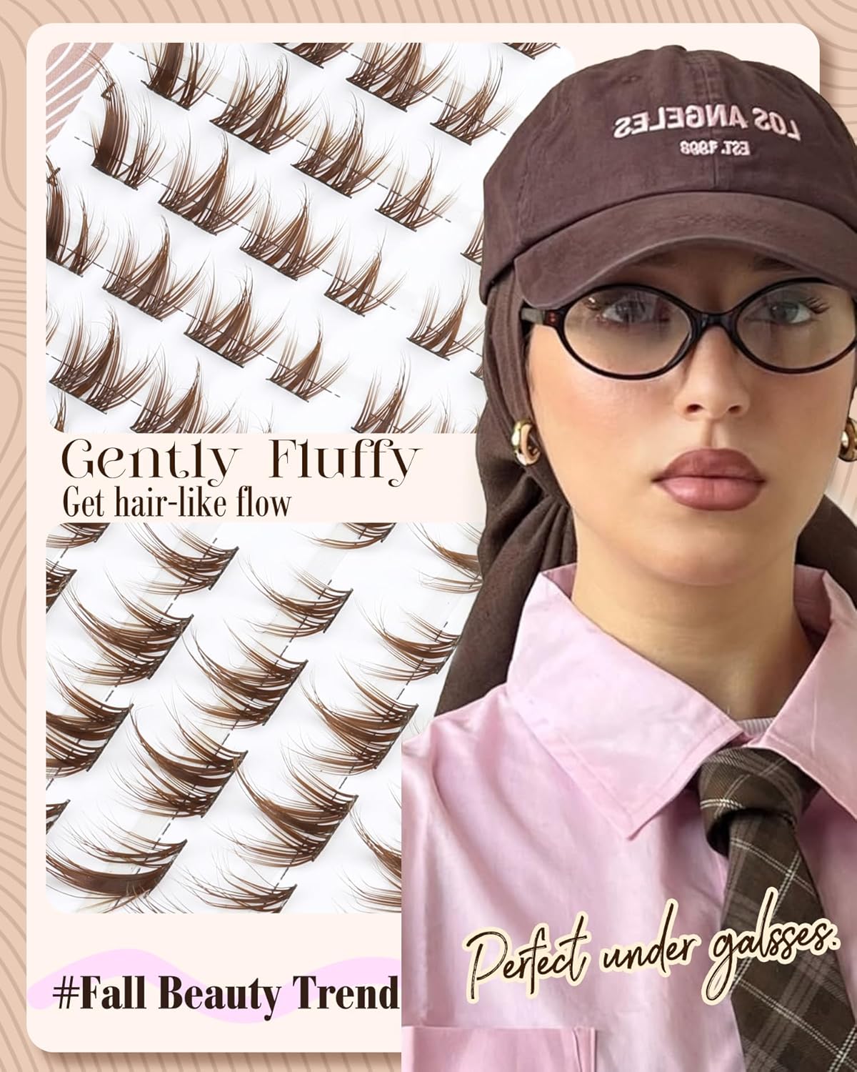 Cat Eye Lash Clusters Brown Eyelash Clusters Fox Eye Individual Lashes Extensions Spiky Cluster Eyelash Extensions Fairy Cluster Lashes Fluffy Anime DIY Lash Pack Pestañas Postizas (CC Curl, 96Pcs)