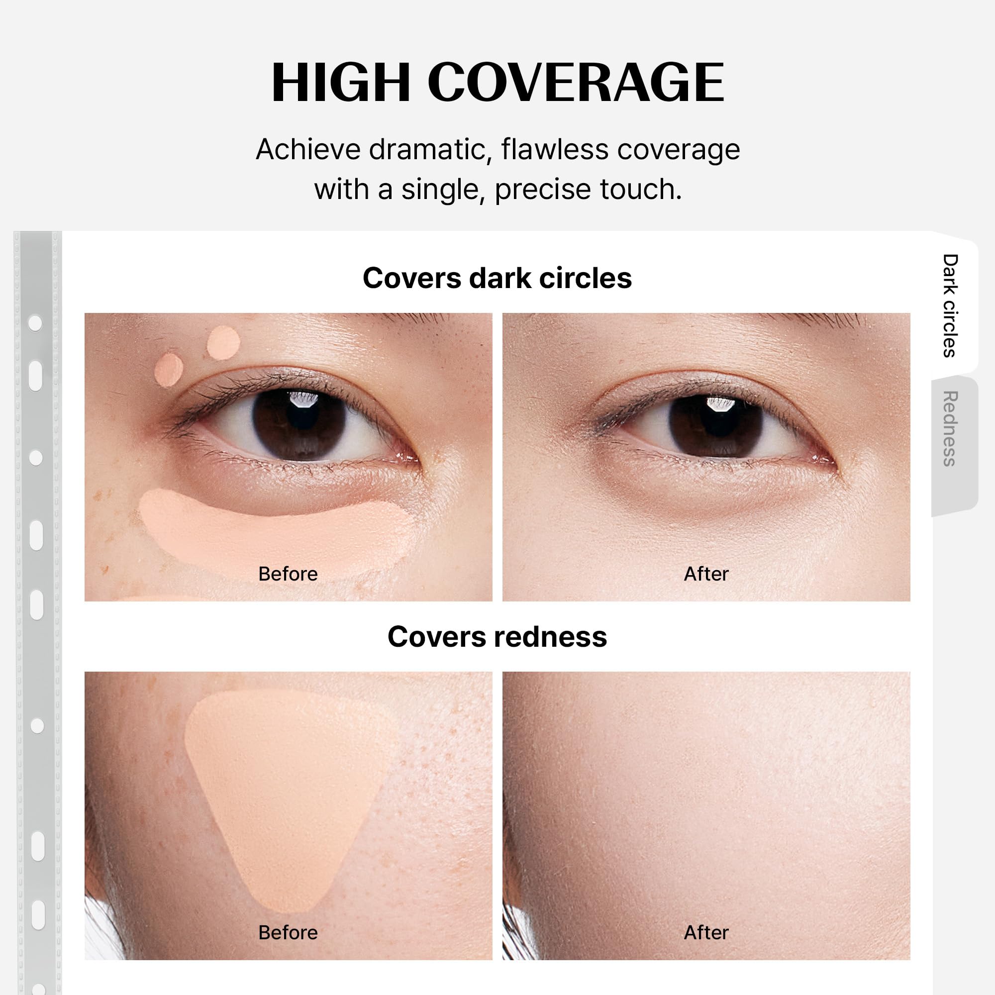 THESAEM Cover Perfection Tip Concealer 0.2 fl.oz. - Brightener Highlighting Concealer for Luminous Glow - High Coverage Long Lasting - Korean Makeup Highlighter for Defined Radiant Look