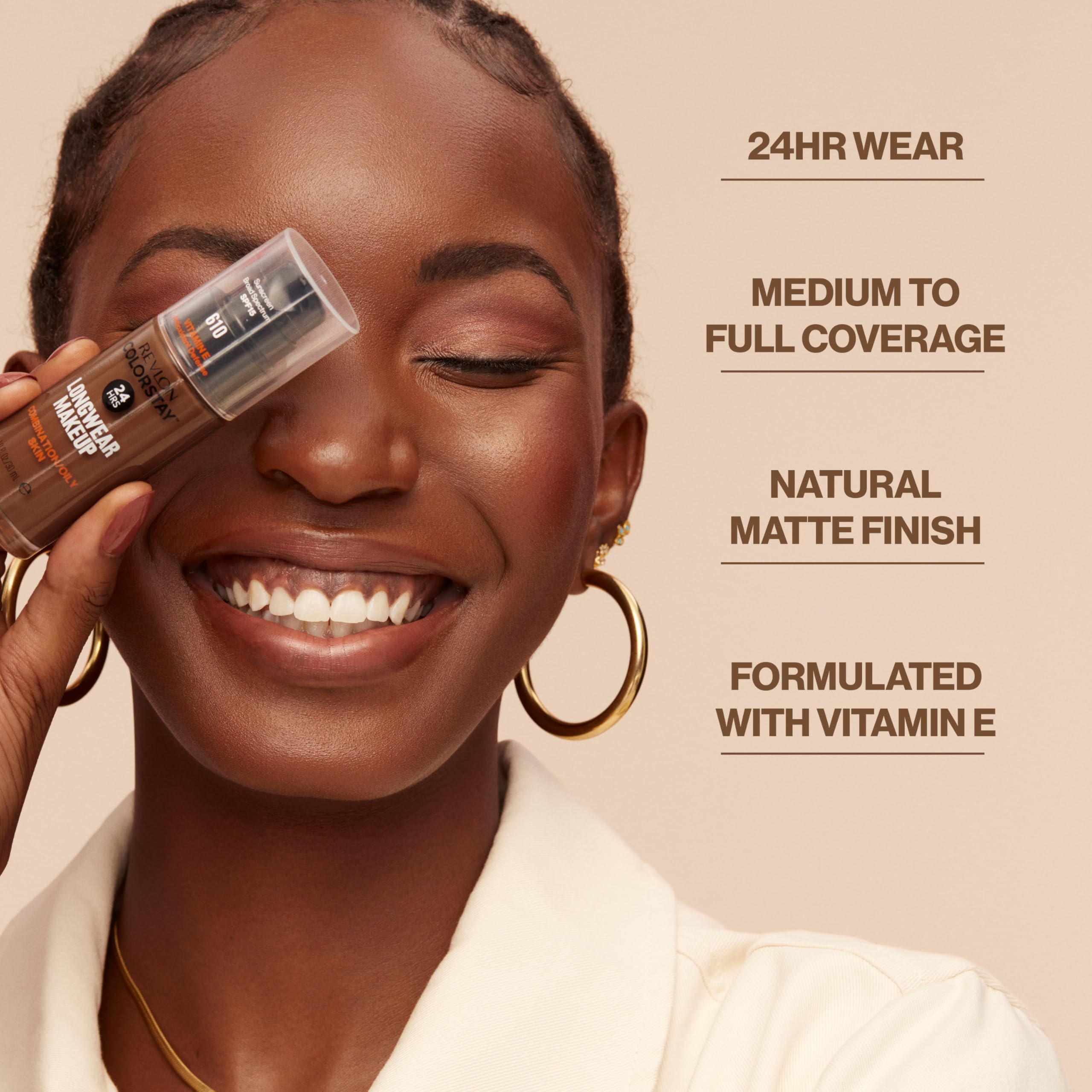Revlon Liquid Foundation, ColorStay Face Makeup for Combination & Oily Skin, SPF 15, Medium-Full Coverage with Matte Finish, 220 Natural Beige, 1 Fl Oz