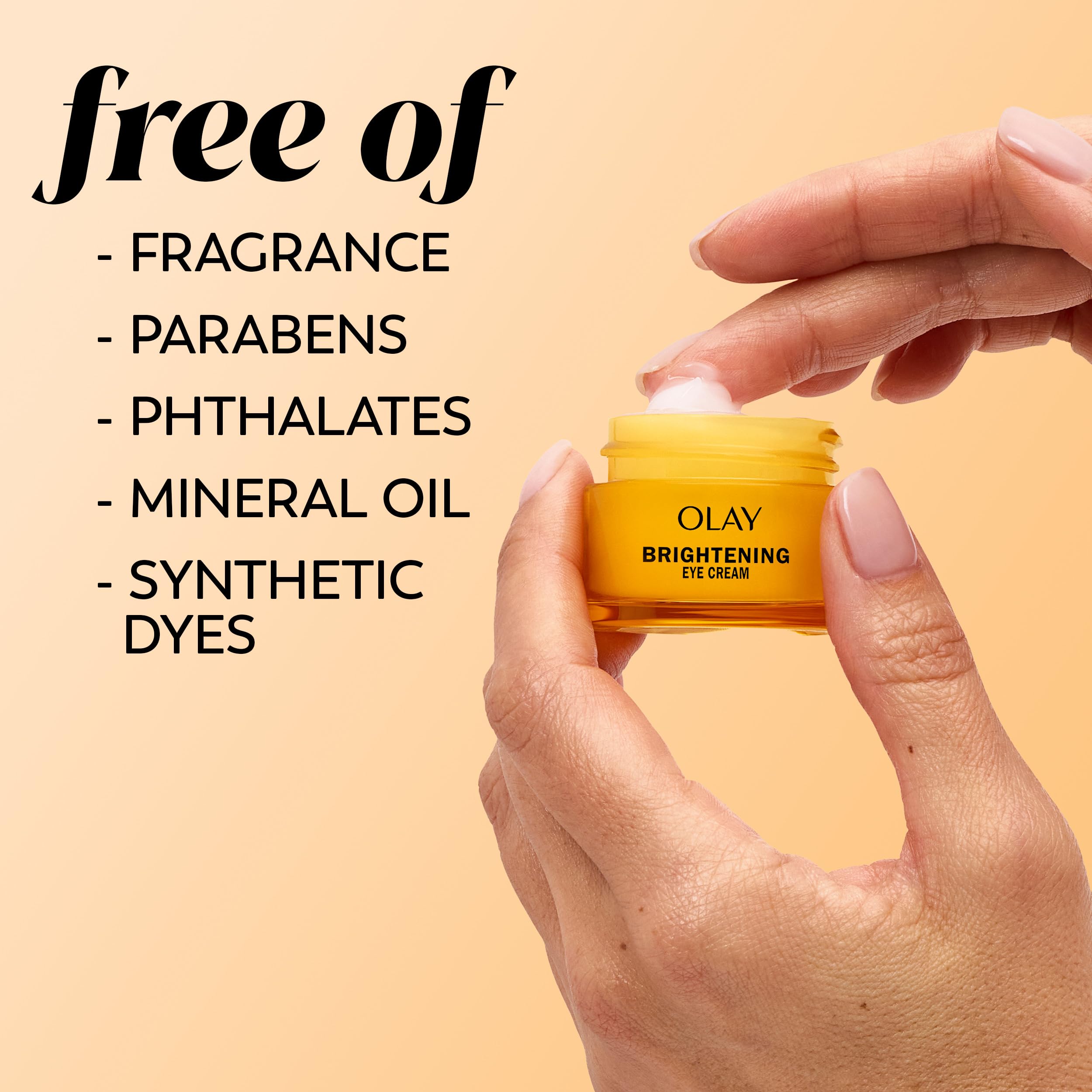 Olay Brightening Eye Cream with Vitamin C, Fragrance-Free Hydrating Under Eye Cream for Dark Circles and Dull Skin, Lightweight Eye Cream with Peptides and Vitamin B3, 0.5 oz