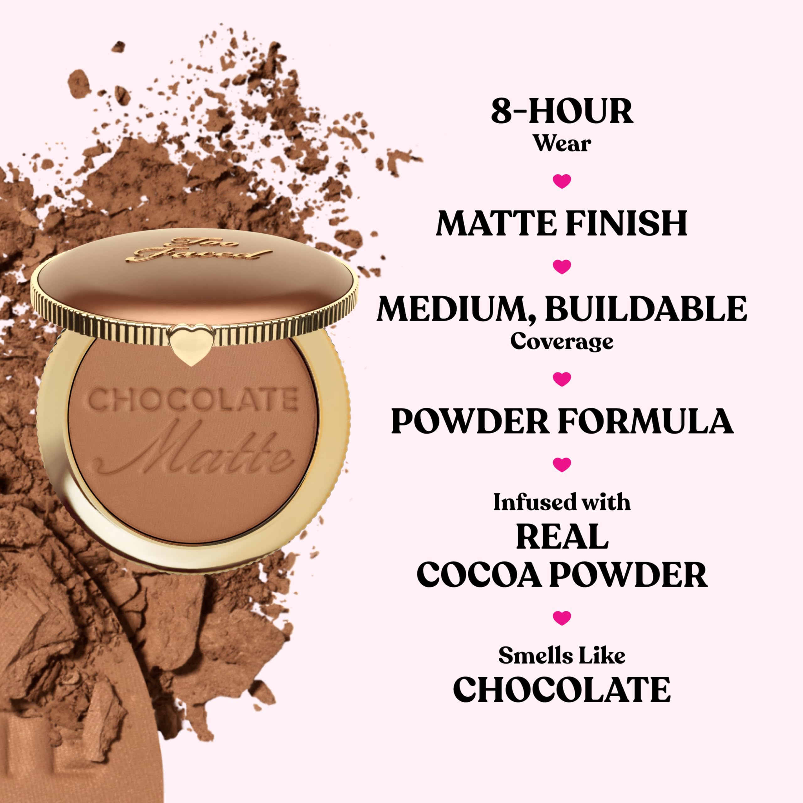 Too Faced Chocolate Soleil Matte Bronzer | Long Lasting + Cruelty Free with a Matte Finish, 0.28 Ounce, Milk Chocolate