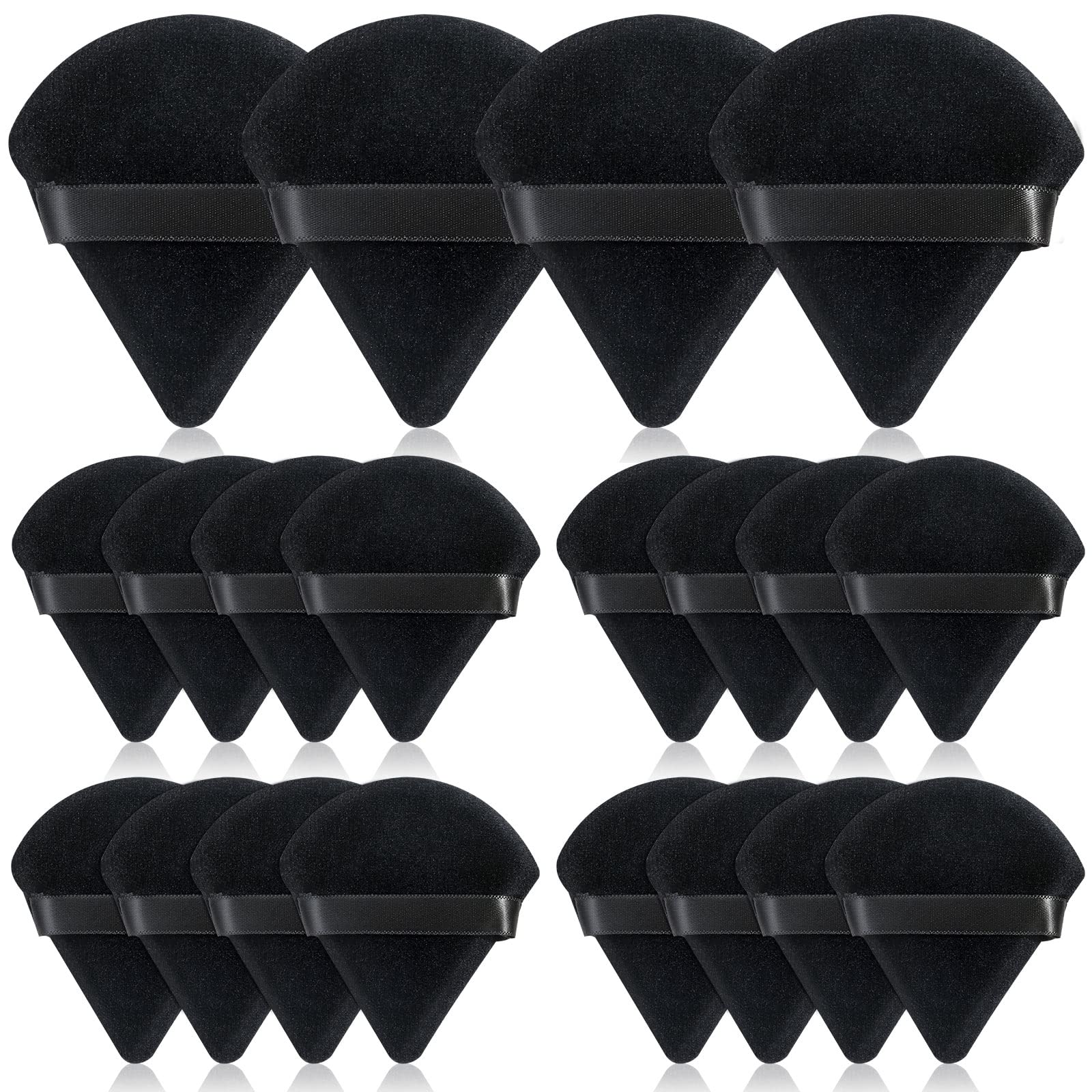 Thrilez 20pcs Triangle Powder Puff, Loose Powder Puffs Makeup Puff for Face Powder, Setting Powder Puff for Make Up, Face Puff Pads for Press Powder, Sponge Powder Applicator for Face and Eye (Black)