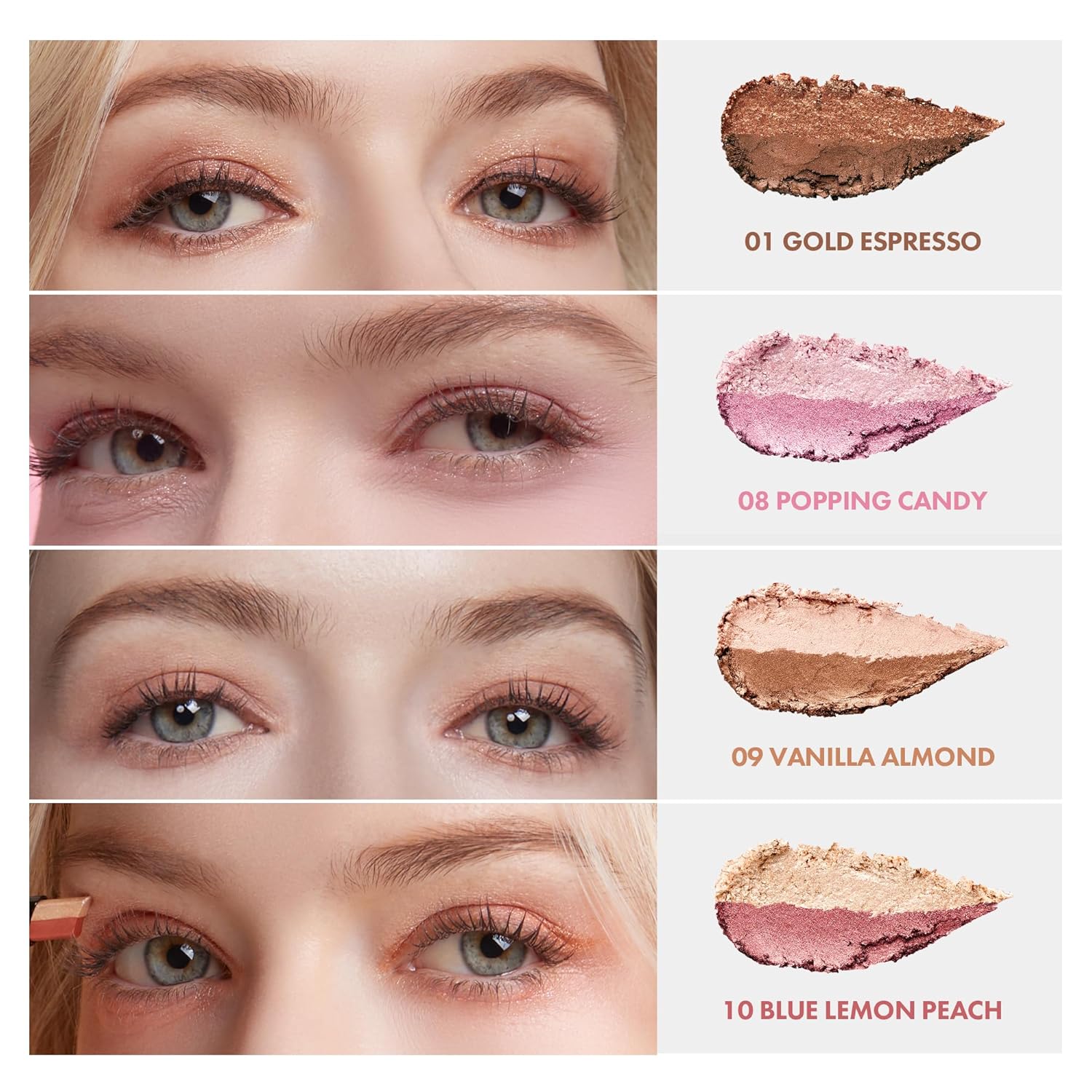 Blanc Double Shadow Stick - 48HR Long Lasting Dual-Tone Eye Shadow Pencil - Combines Glitter w/Soft Matte or Shimmer - Waterproof & Smudge-Proof Eyeshadow Makeup 0.05 oz (#08 Popping-Candy)