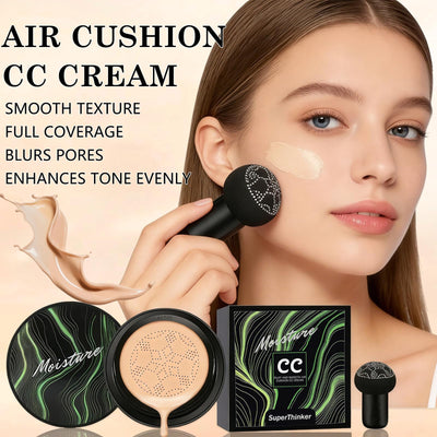 Cushion Foundation Concealer for Women, Face Makeup Air Cushion CC Cream Foundation for Mature Skin, Even Skin Tone, Tattoo Cover Up CC Cream Create A Lightweight Natural-looking Base (Natural)