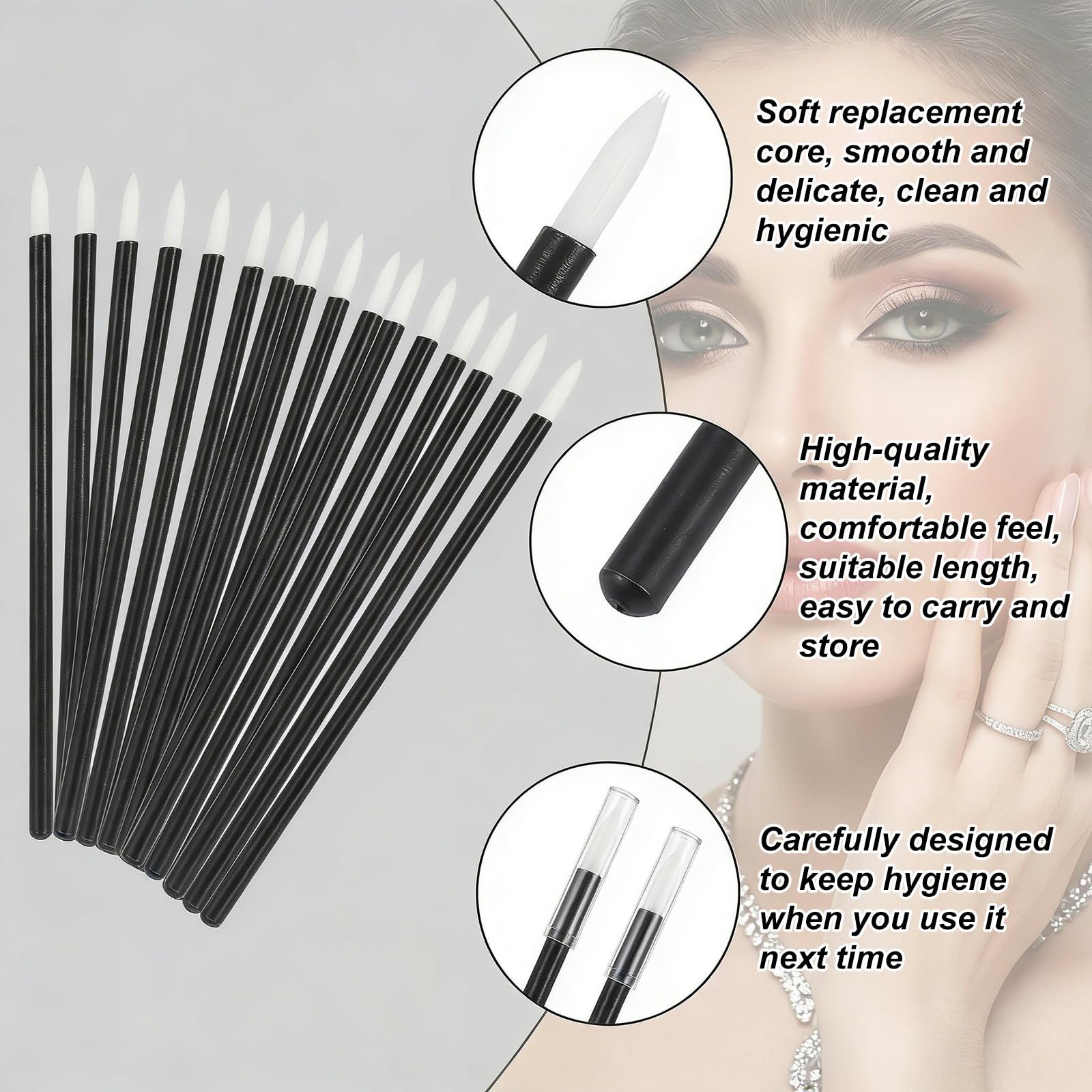 100 PCS Eyeliner Brushes, Fine Point Eyeliner Brush Kit, Disposable Eyeliners Applicator Tool for Precise Eye Makeup, Eyeshadow Applicators, Black Nylon Eye Liner Brushes