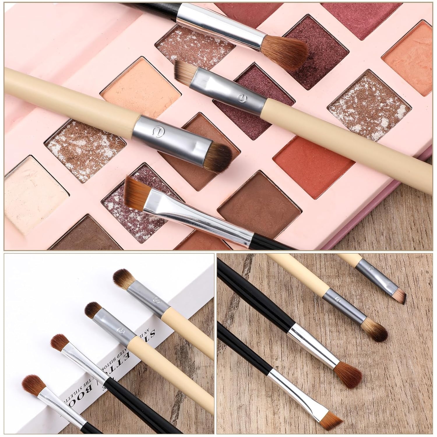 4Pcs Eyeshadow Brushes 2 in 1 Double Ended Eyeliner Smudge Brush Professional Eyeshadow Blending Brush for Concealer Eyebrows Eyeliner