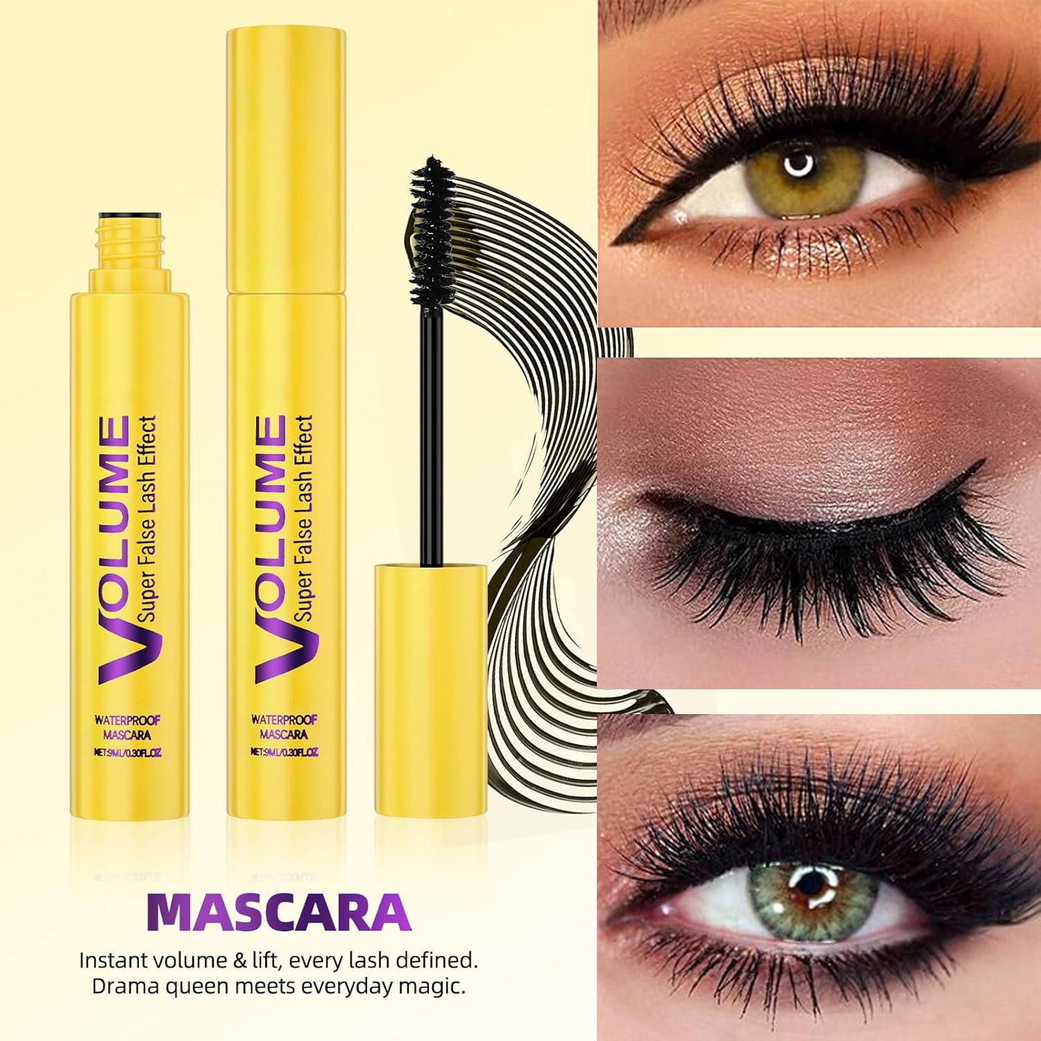 2pcs Bubble Mascara,Volume and Length,Washable Mascara Waterproof,Smudge-Proof & Clump-Proof Formula for Volumizing and Lengthening Natural Lashes, All-Day Wear
