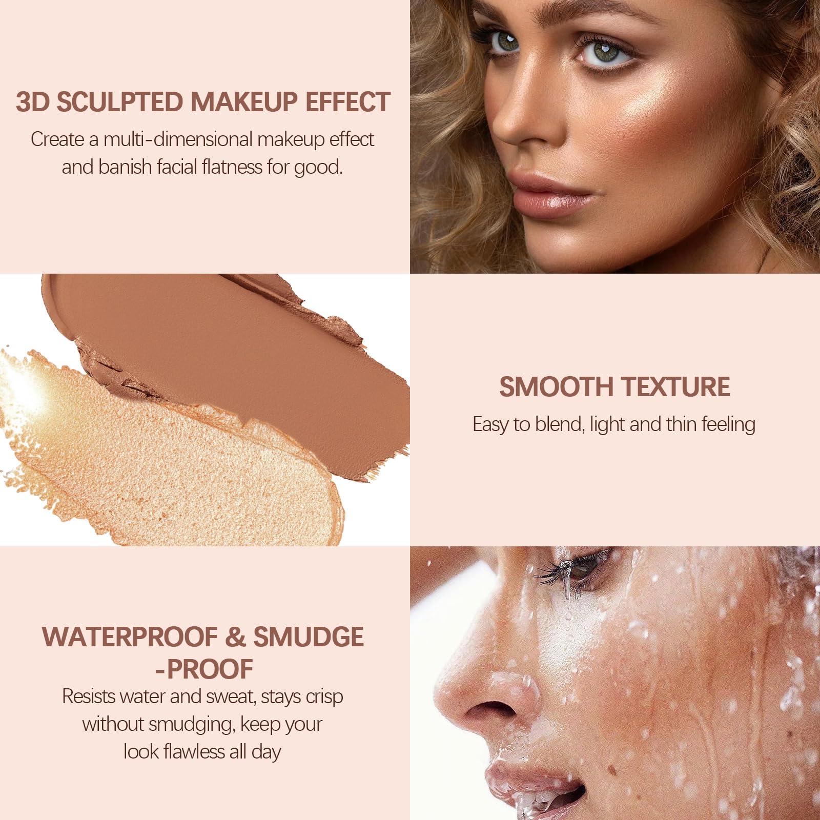 Boobeen Cream Contour Stick, Blendable Matte Bronzer Stick, Multi-Use Face Makeup, Easy to Apply with Buildable Coverage, Long Lasting & Sweatproof