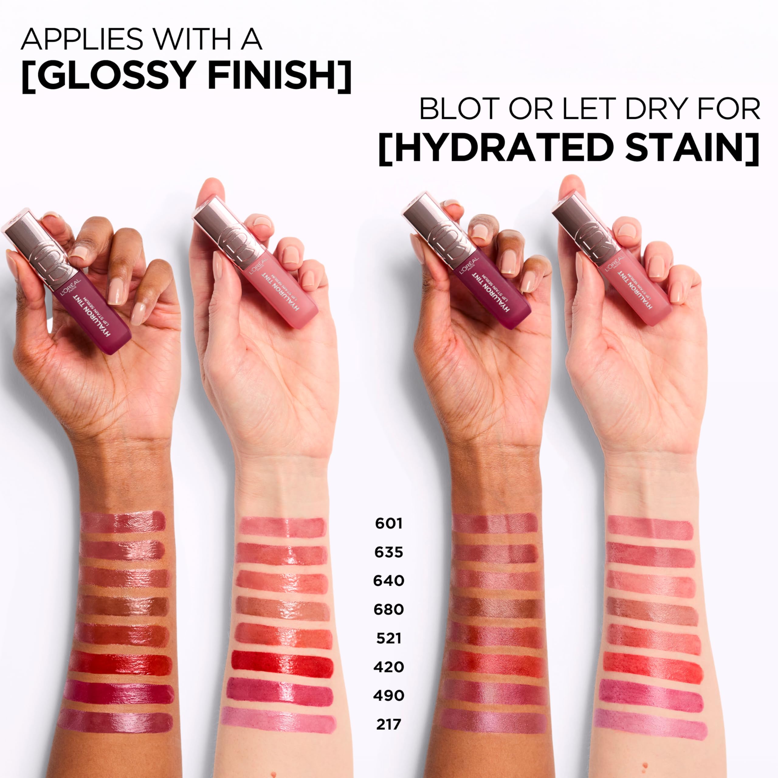 L'Oreal Paris Hyaluron Tint Lip Stain Serum, Long Lasting, Hydrating Lip Makeup Infused with Hyaluronic Acid, 601 Worth It (Pinky Nude)