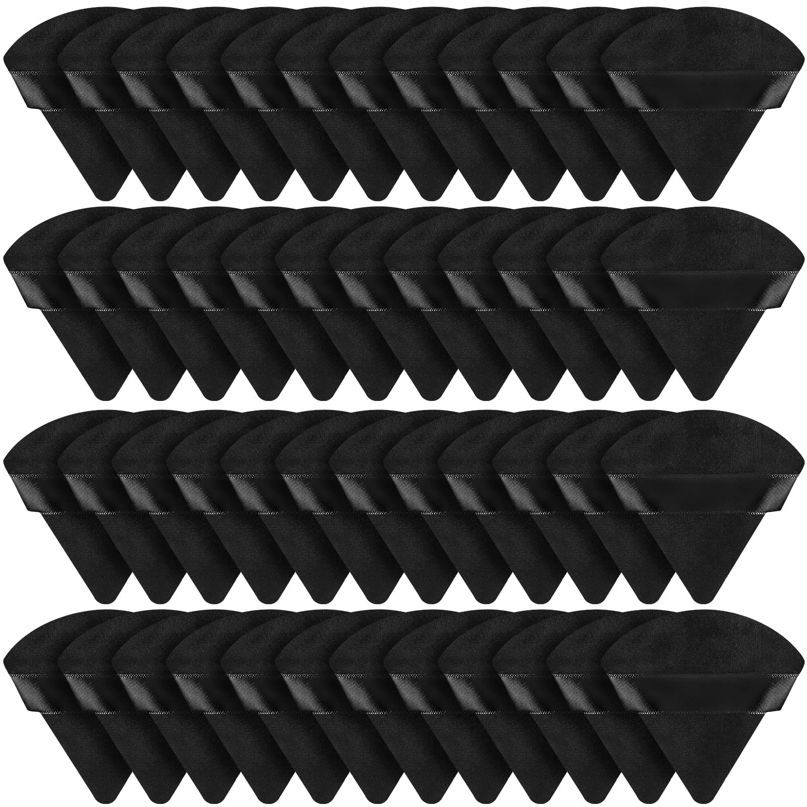 Suclain 48 Pcs Velour Triangle Powder Puff Soft Velour Makeup Puff for Face Powder Makeup Triangle Sponges for Wet and Dry Cosmetic Foundation Loose Mineral Body Tool(Black)