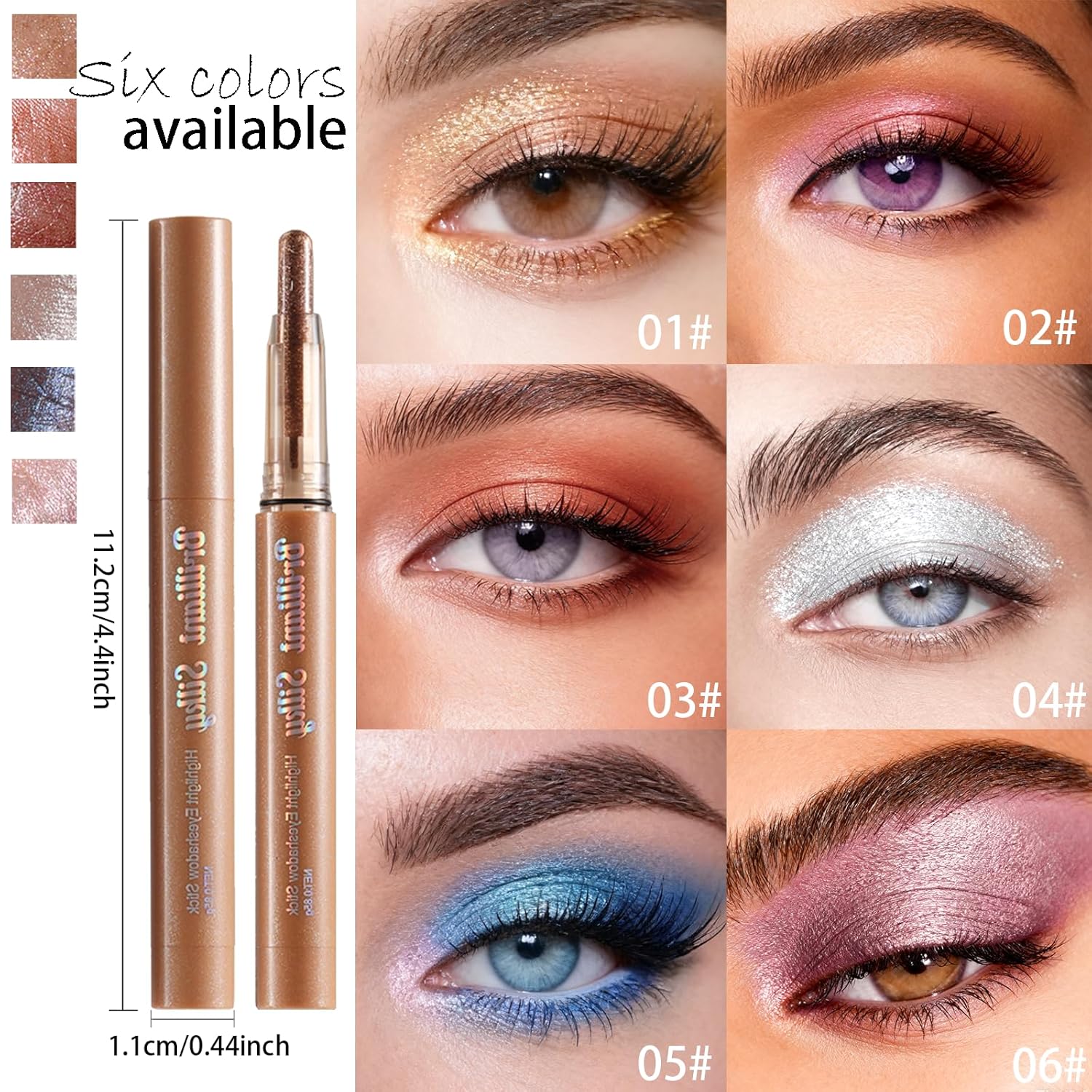 Silver White Glitter Cream Shimmer Eyeshadow Sticks, Multichrome Matte Eye Shadow Stick, Waterproof and Long-Lasting Smooth Cream Eye Highlighter Stick Makeup for Women, 4 Galactic Lcing