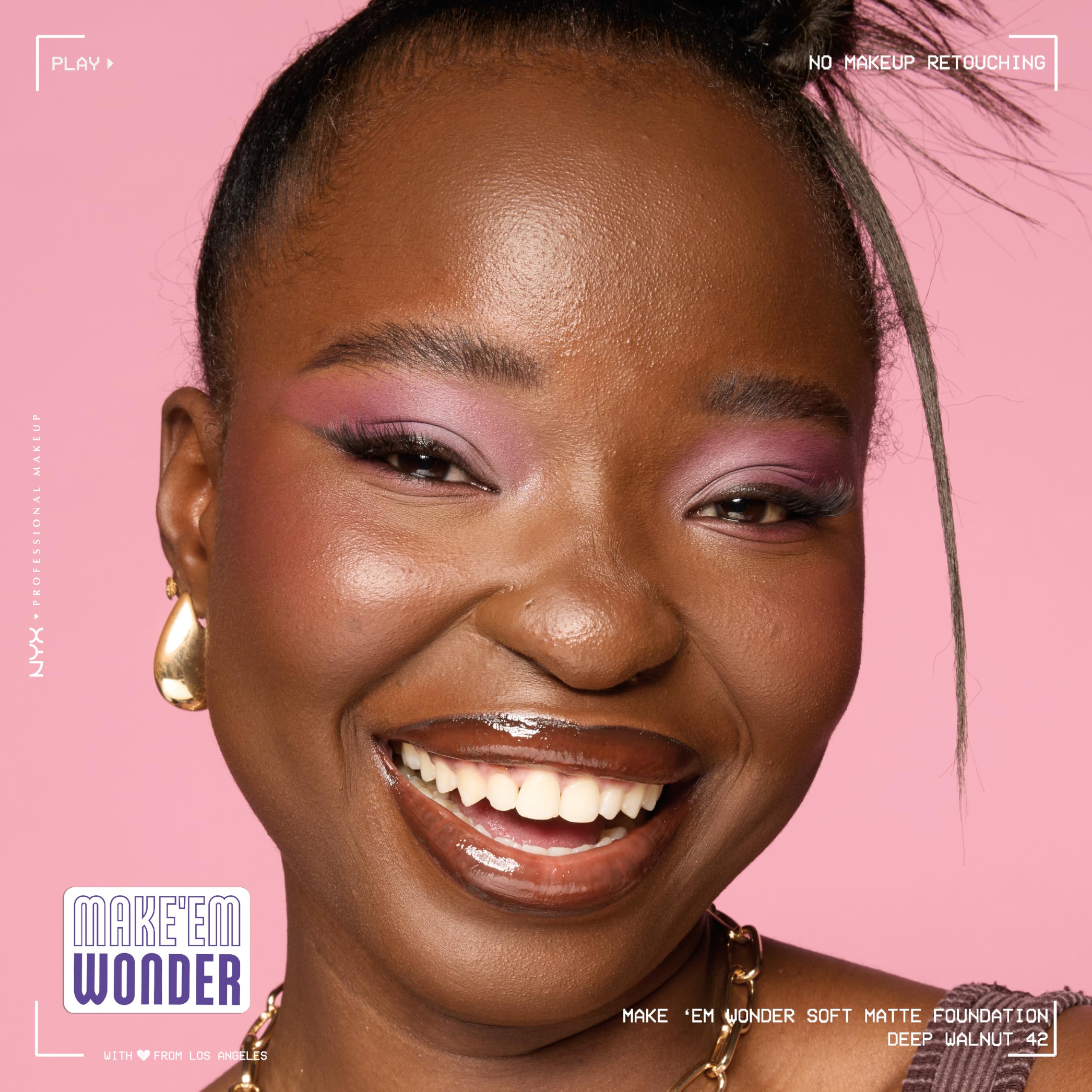 NYX PROFESSIONAL MAKEUP Make 'Em Wonder Liquid Foundation, 24HR Foundation Makeup With A Soft Matte Finish, Buildable Full Coverage - 42 Deep Walnut