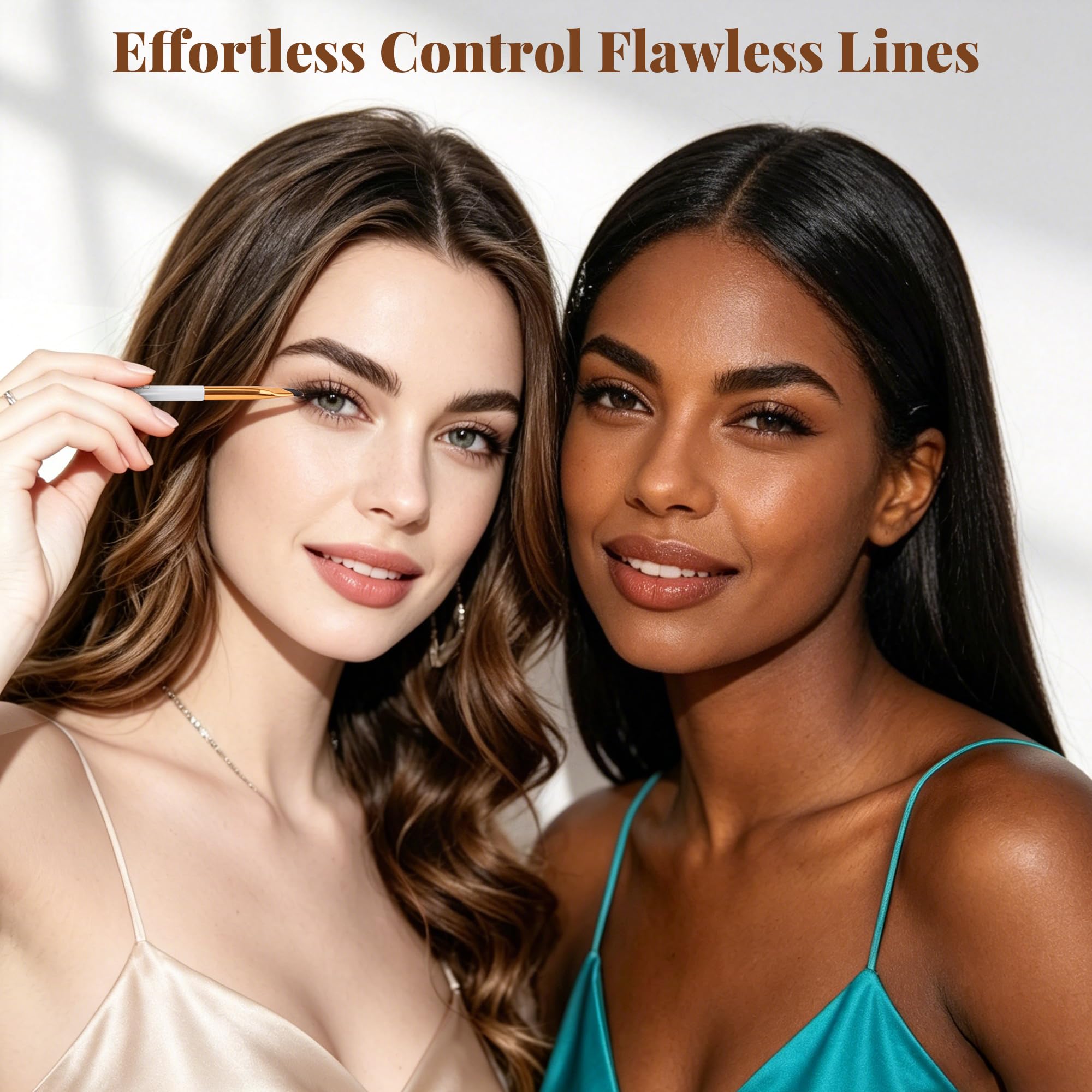 docolor 5Pcs Eyeliner Brush Set – Angled Eyeliner Brush, Ultra Thin Fine Point & Flat Slanted Brushes, Wooden Handle Premium Cruelty Free Synthetic Bristles for Gel, Powder, Cream Eye Makeup