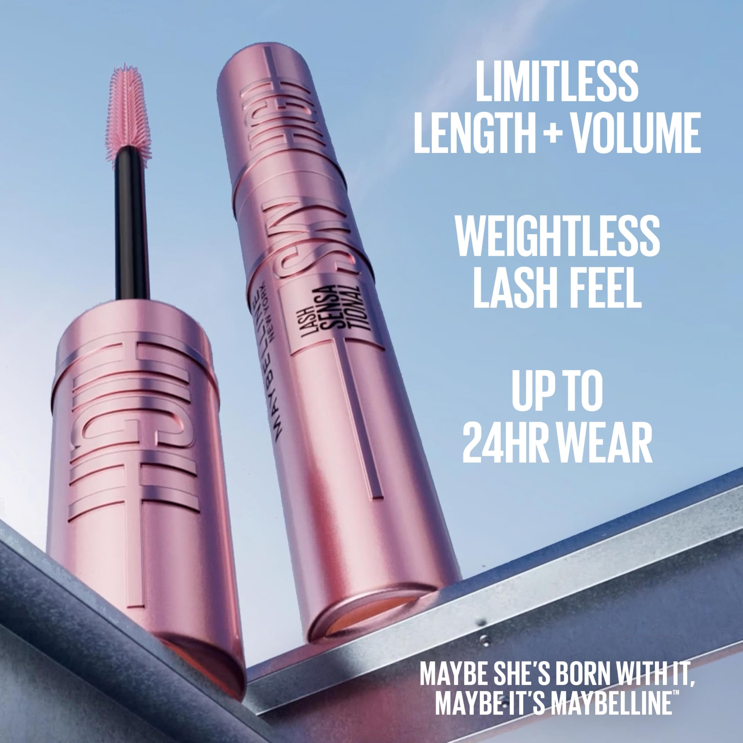 Maybelline Lash Sensational Sky High Washable Mascara, Volumizing, Lengthening, Defining, Curling, Multiplying, Buildable Mascara Make Up Formula, Plum Twilight, 1 Count