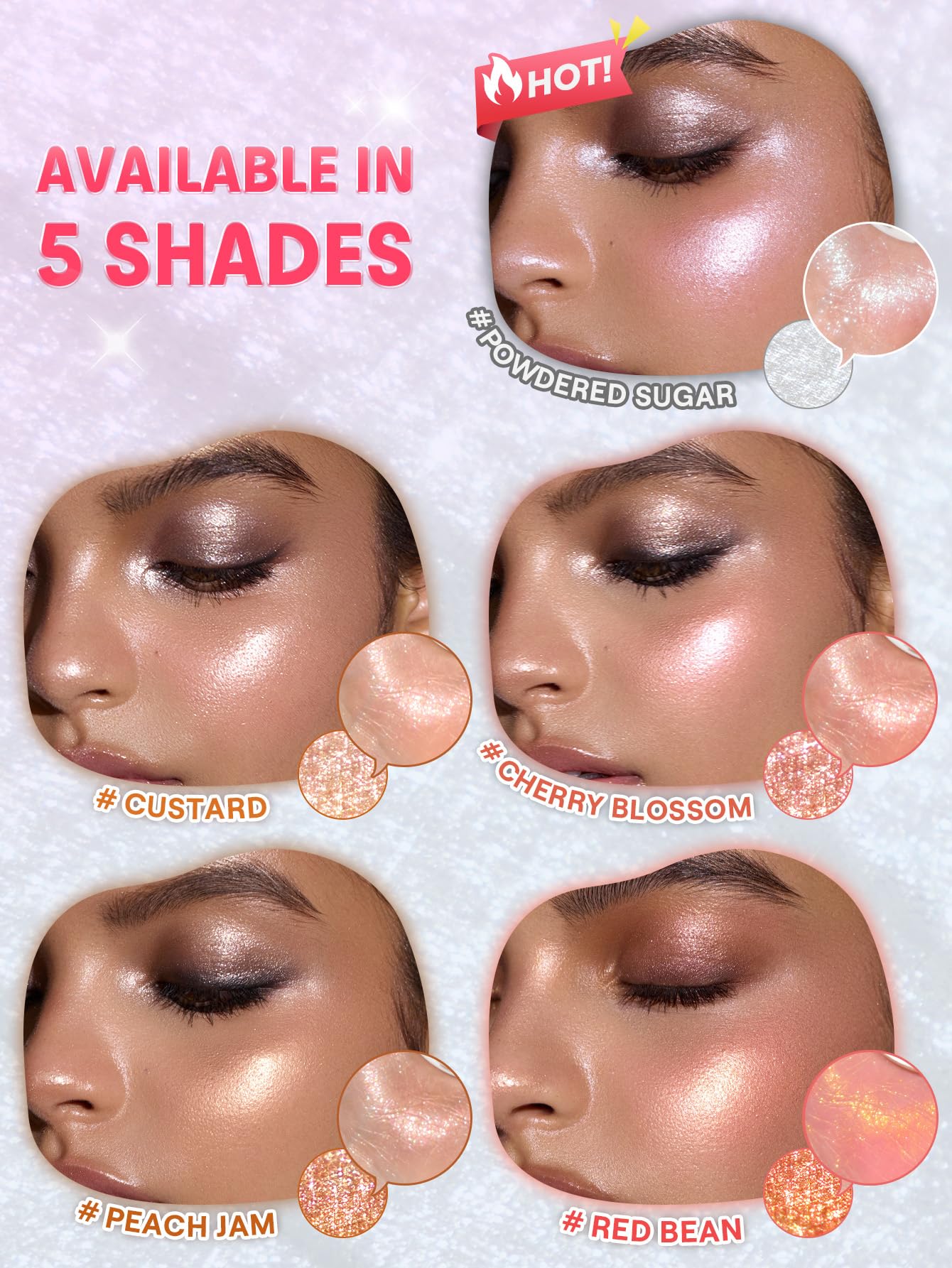 SHEGLAM Glowchi Bouncy Highlighter Mochi-like Formula Highlighter Long-lasting Shimmer Makeup-Custard