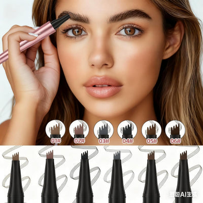 Eyebrow Pen Microblading Effect - Fine Tip, Waterproof & Smudge Proof Natural Hair-Like 3D Brow Pencil for Women (2# Dark Brown)