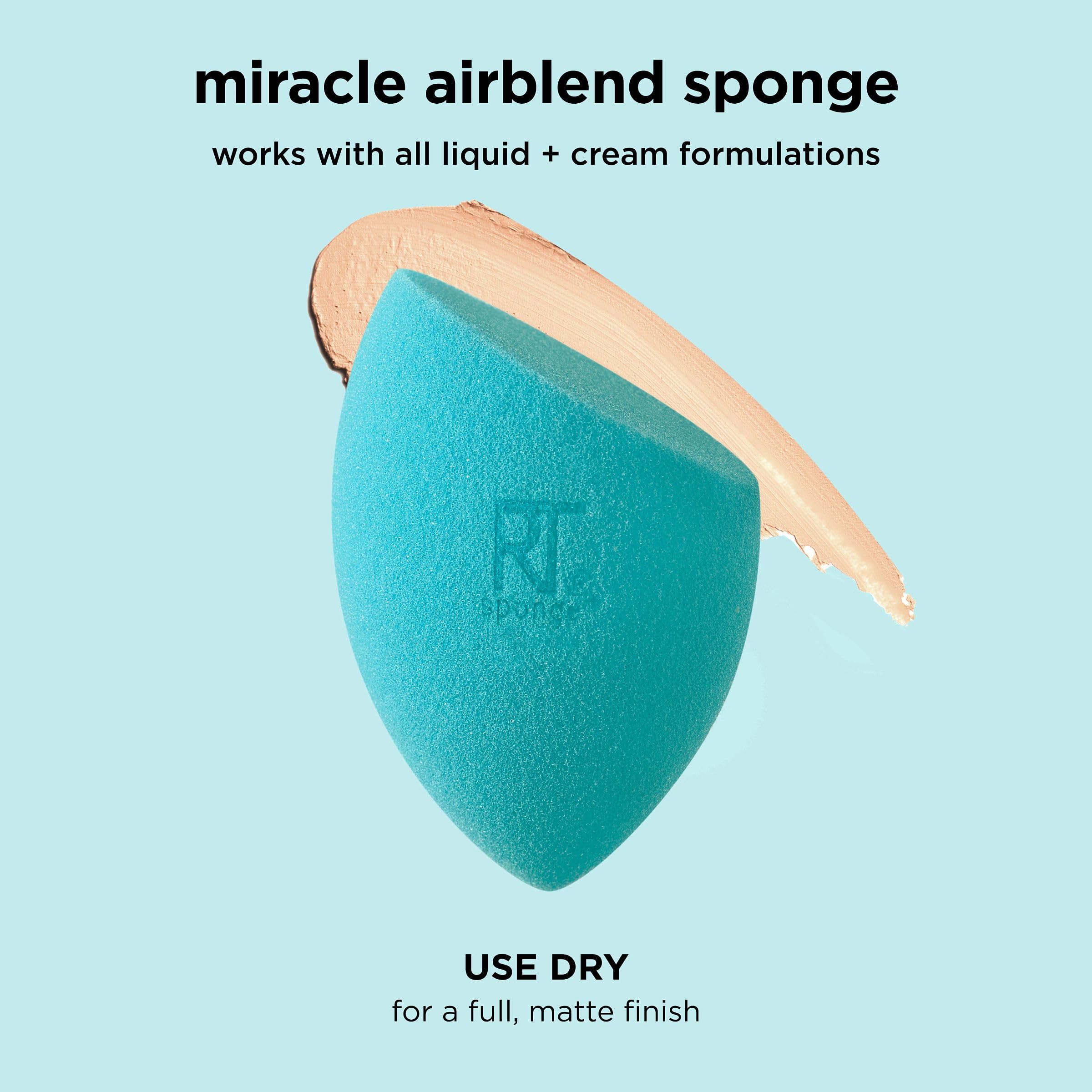 Real Techniques Miracle Mattifying Makeup Sponge Duo, Matte Finish, Cloud Skin, Full Coverage Foundation & Powder Makeup Blending Sponges for Oily Skin, Cruelty & Latex-Free Foam, 2 Count