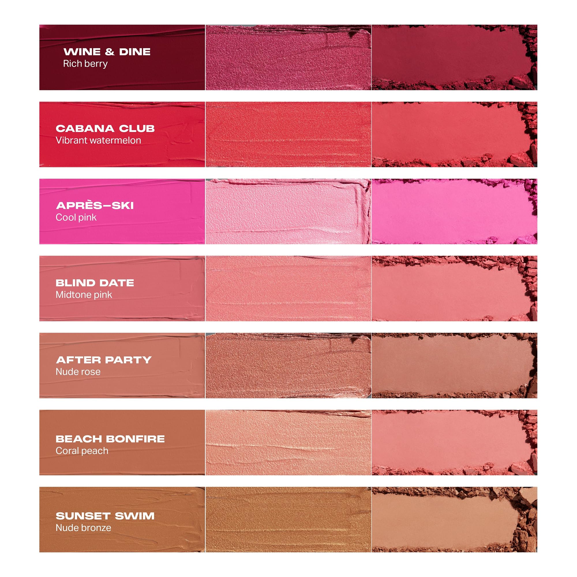 Morphe Cheek Thrills Multi-Finish Face Trio - Blush for Cheeks with Cream, Balm, and Powder Finishes - Buildable Monochromatic Face Palette for Glow and Dimension - Wine & Dine (0.38 oz)