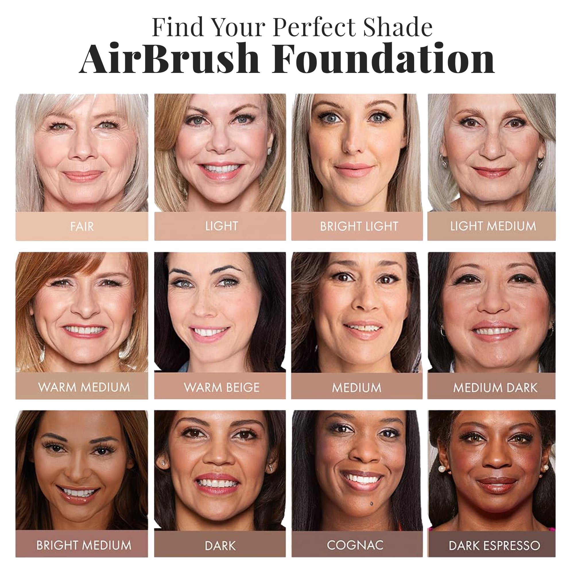 Jerome Alexander MagicMinerals AirBrush Foundation – 2 Piece Set with Airbrush Foundation and Kabuki Brush - Spray Makeup with Anti-aging Ingredients for Smooth Radiant Skin - Light Medium
