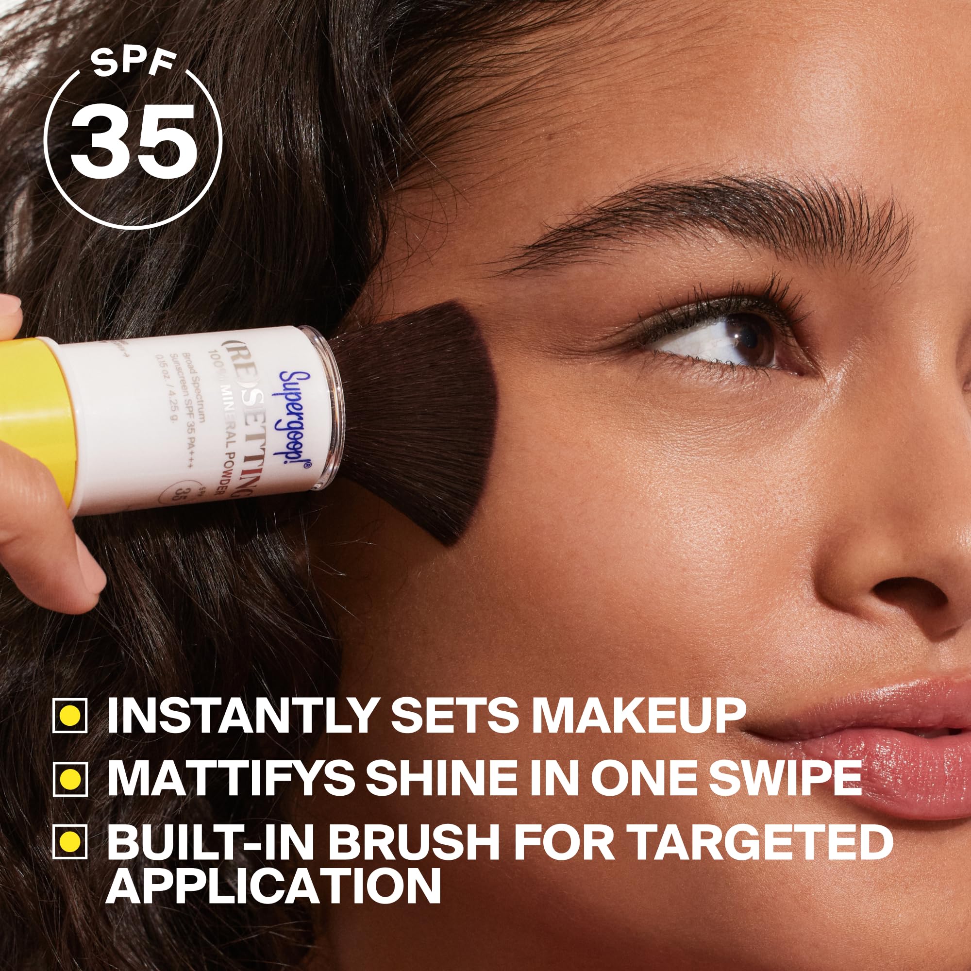 Supergoop! (Re)setting 100% Mineral Powder For Makeup, Translucent - 0.15 oz - Broad Spectrum SPF 35 PA+++ Sunscreen - With Ceramides, Olive Glycerides & Coated Silica Spheres
