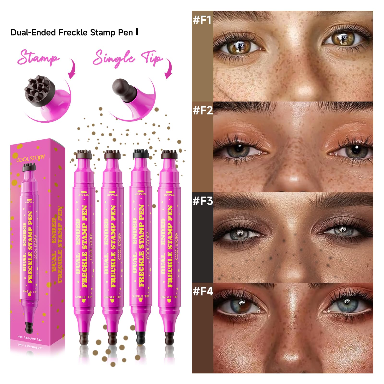 Beauty Glazed Dual-Ended Freckle Stamp Pen – Realistic Faux Freckles Makeup with Soft Sponge Stamp & Precision Tip – Waterproof Long-Lasting Freckle Marker for Natural or Bold Looks (02 Mousy Brown)