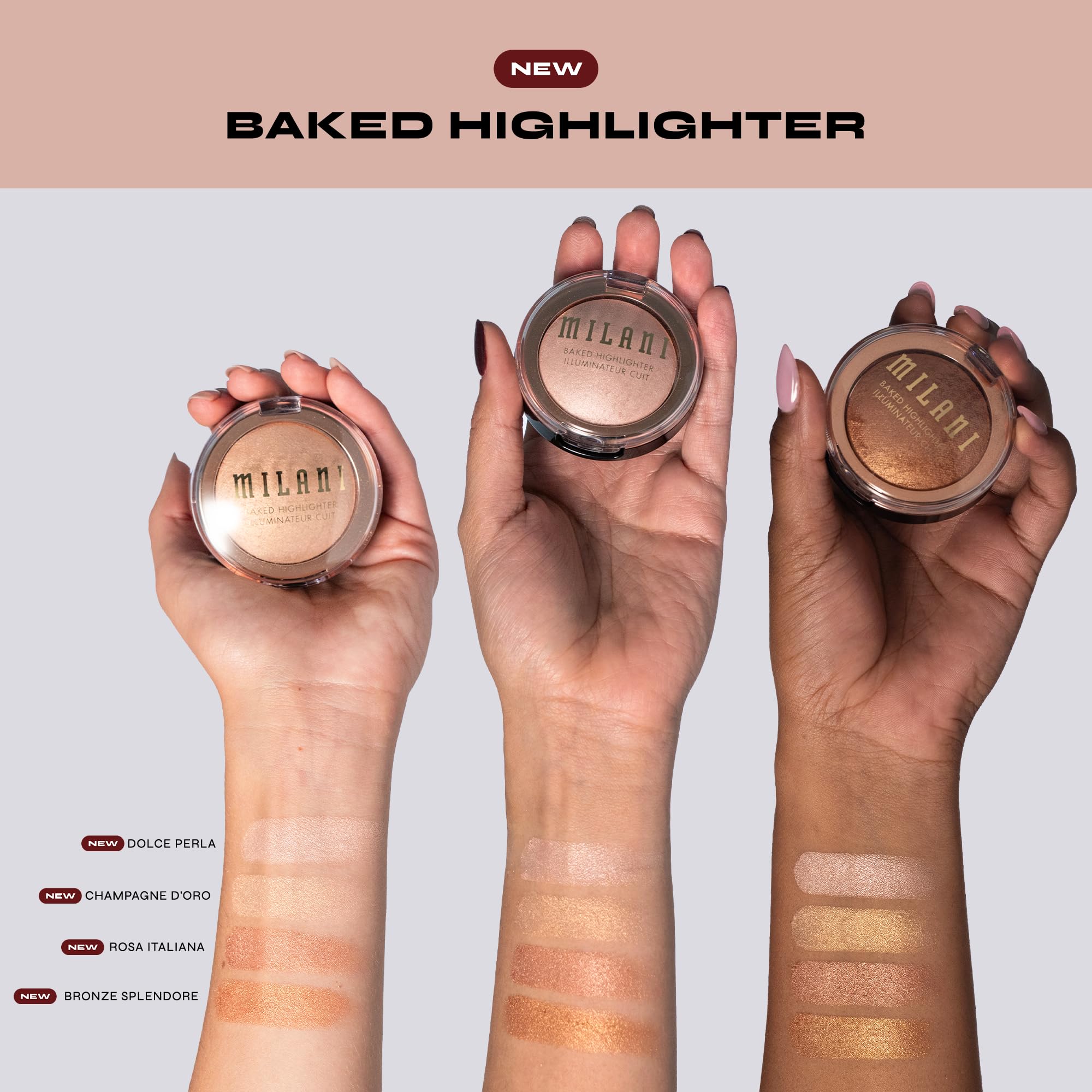 Milani Baked Highlighter - Long-Lasting Powder for Natural Radiant Glow- Buildable & Blendable Face Makeup with Lit-From-Within Finish- Vegan, Cruelty-Free & Talc-Free, Made in Italy, Champagne D'oro