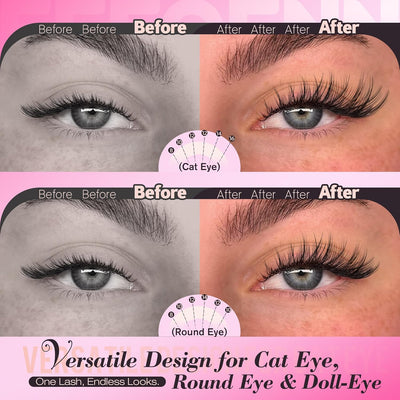 Natural Lash Clusters Wispy Cluster Eyelash Extensions C Curly Individual Lashes 8-16mm Eyelash Clusters Natural Look DIY Lash Extension with Wide Lash Band Eyelashes Clusters by Eefofnn