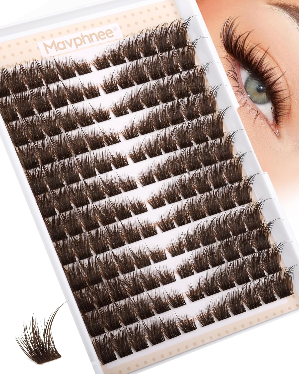 Cat Eye Lash Clusters Brown Eyelash Clusters Fox Eye Individual Lashes Extensions Spiky Cluster Eyelash Extensions Fairy Cluster Lashes Fluffy Anime DIY Lash Pack Pestañas Postizas (CC Curl, 96Pcs)