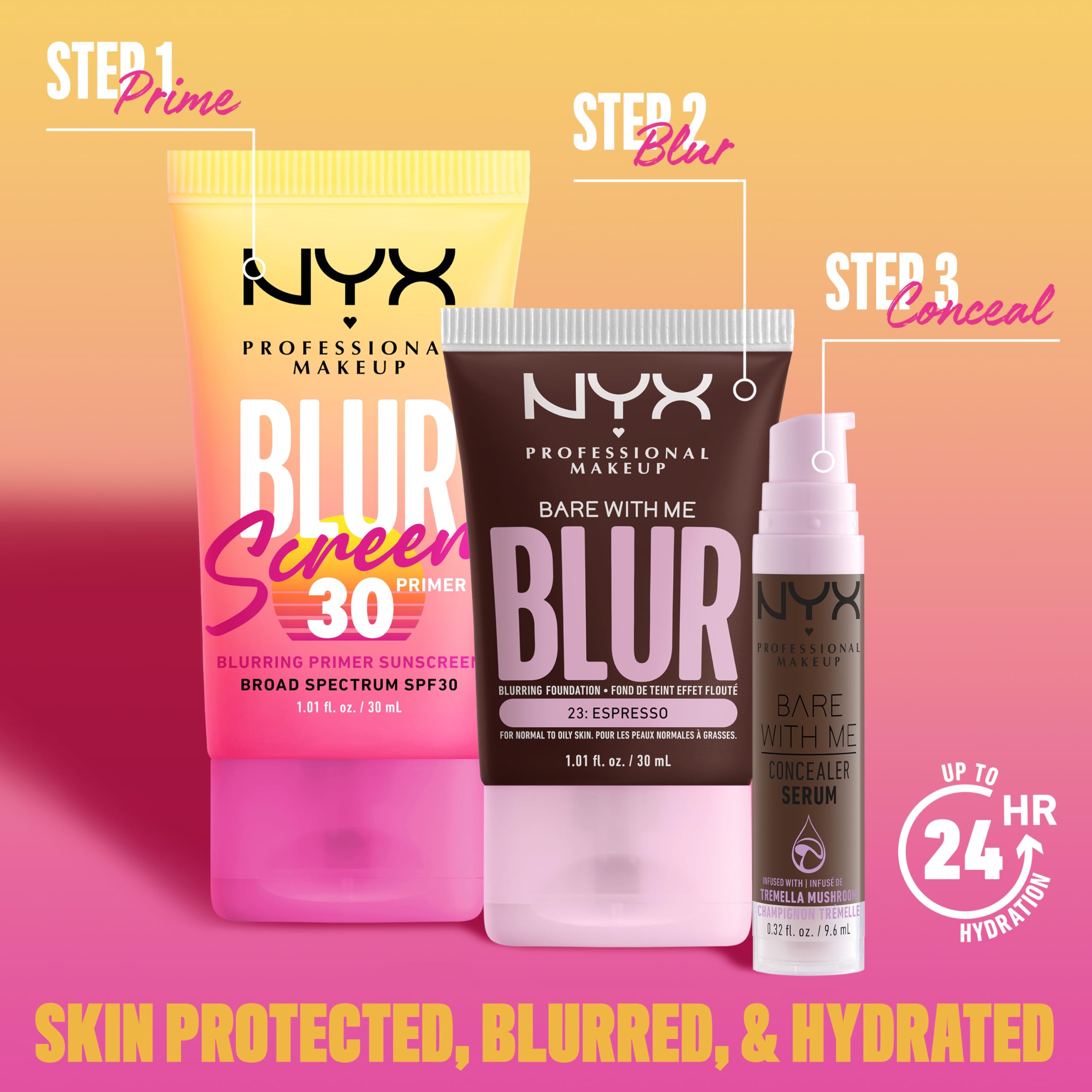 NYX PROFESSIONAL MAKEUP Blurscreen SPF 30 Primer, 3-in-1 Blurring Makeup Primer with Sunscreen, Vegan Formula with No White Cast or Greasy Feeling