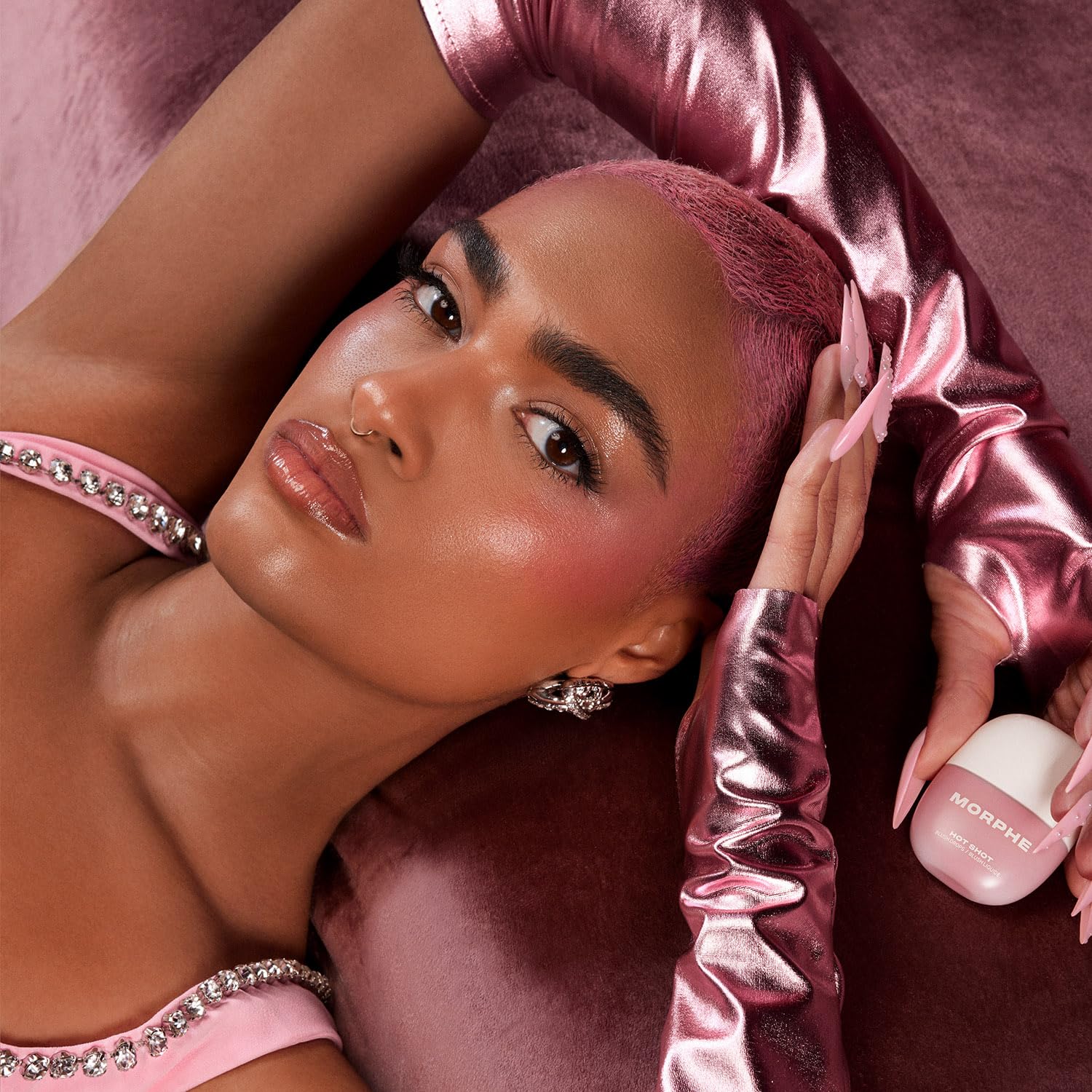 Morphe Hot Shot Blush Drops - Hydrating, Buildable Liquid Blush for Cheeks with Niacinamide and Antioxidants- Buildable, Waterweight Formula for a Natural Finish - Power Drip (0.5 Fl Oz)