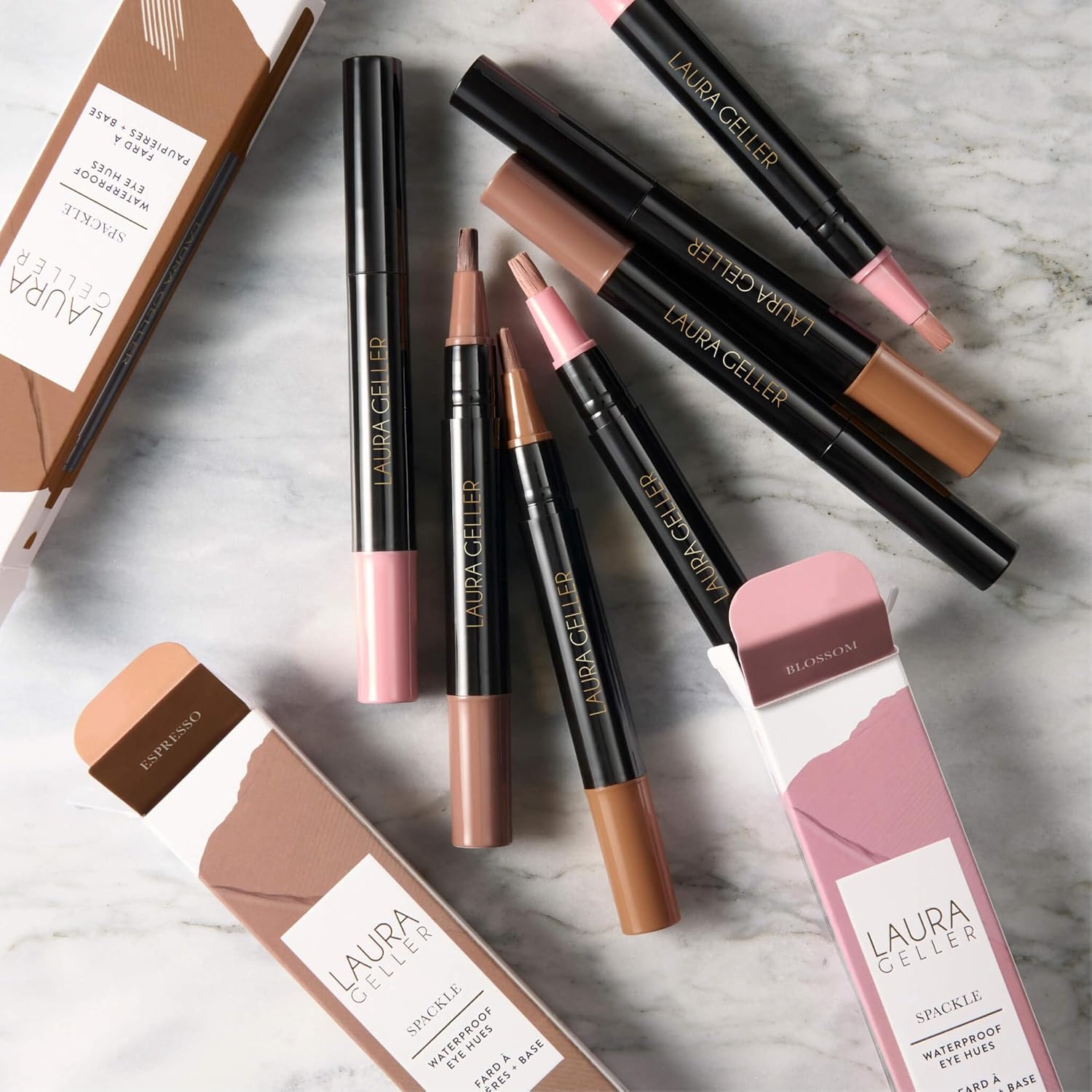 LAURA GELLER Spackle Waterproof Eye Hues | Liquid Waterproof Eyeshadow for Hooded Eyes & Mature Skin | Resists Creasing and Transfer | Liquid Shadow + Eyeshadow Primer | Blossom