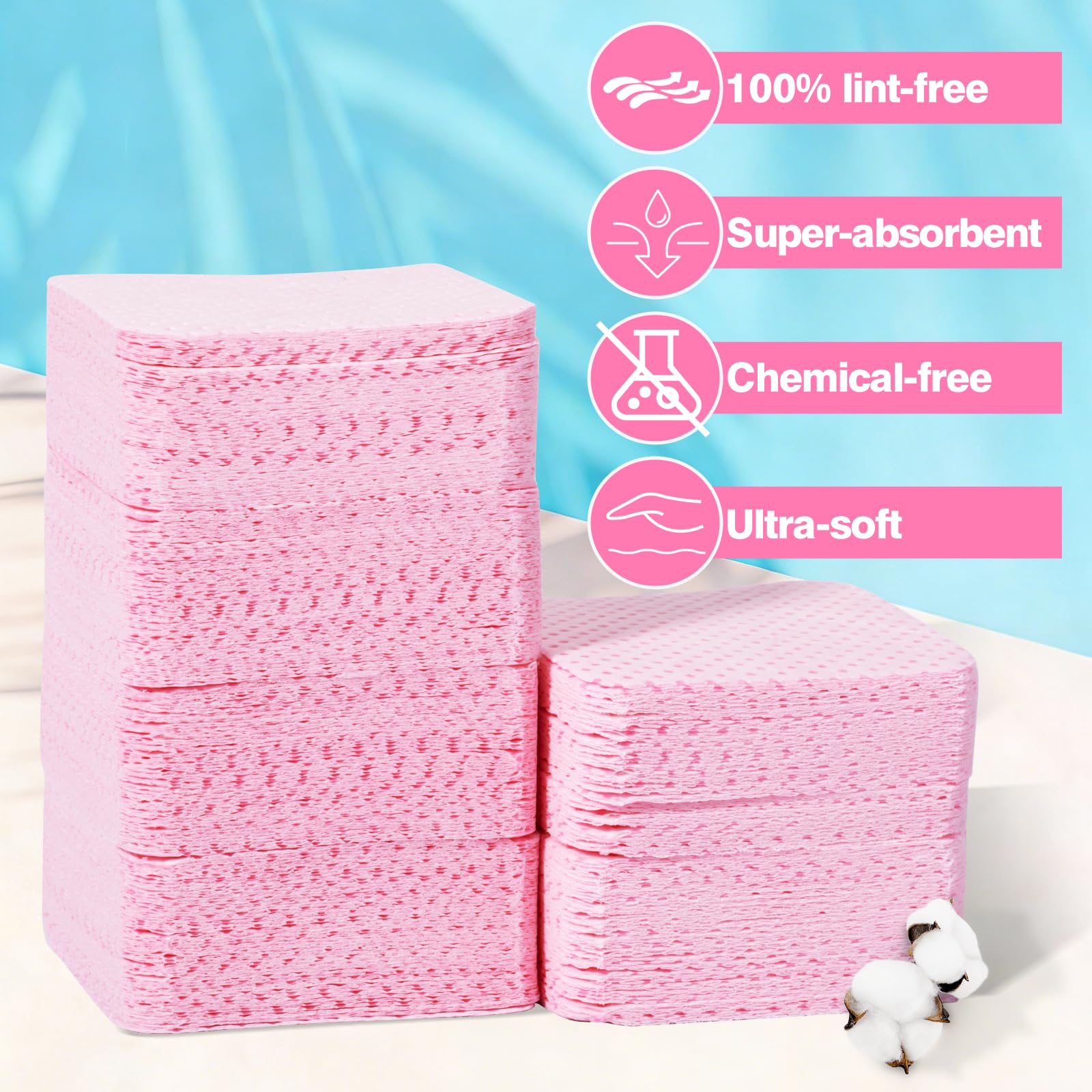 ANYINS 400PCS Lint Free Nail Wipes with Acetone Pump Dispenser, Pink Nail Polish Remover Pads with Dispenser, Eyelash Glue Cleaning Wipe with 180ML Alcohol&Acetone and Polish Remover Pump Bottle Kit