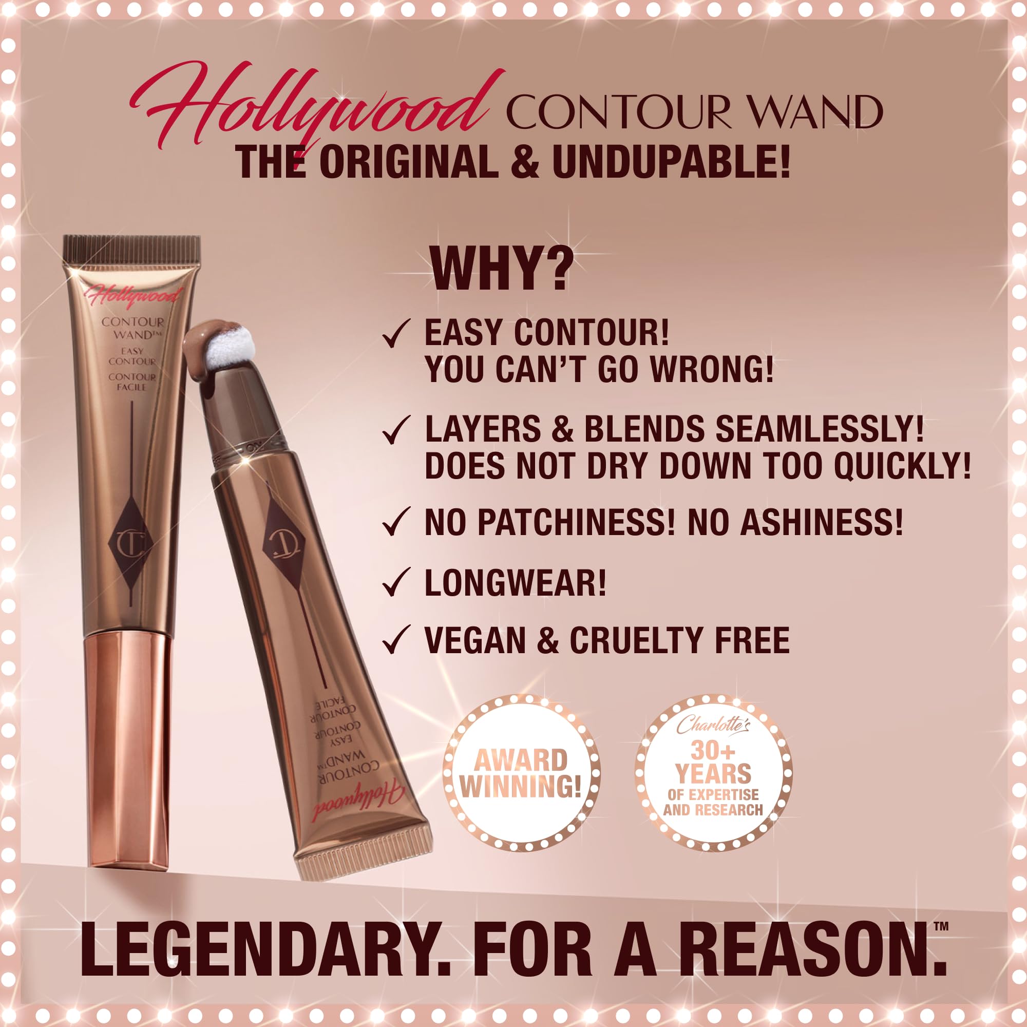 Charlotte Tilbury Hollywood Liquid Contour Wand - Easy-to-Use Contour Stick & Liquid Bronzer for Sculpting & Shaping - Leaves a Natural-Looking Sculpted Finish - Fair/Medium